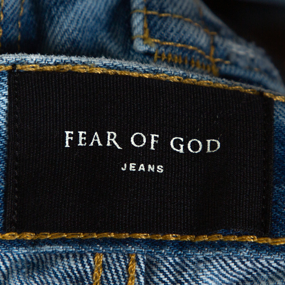 Fear Of God Indigo Acid Washed Denim Slim Fit Selvedge Jeans M