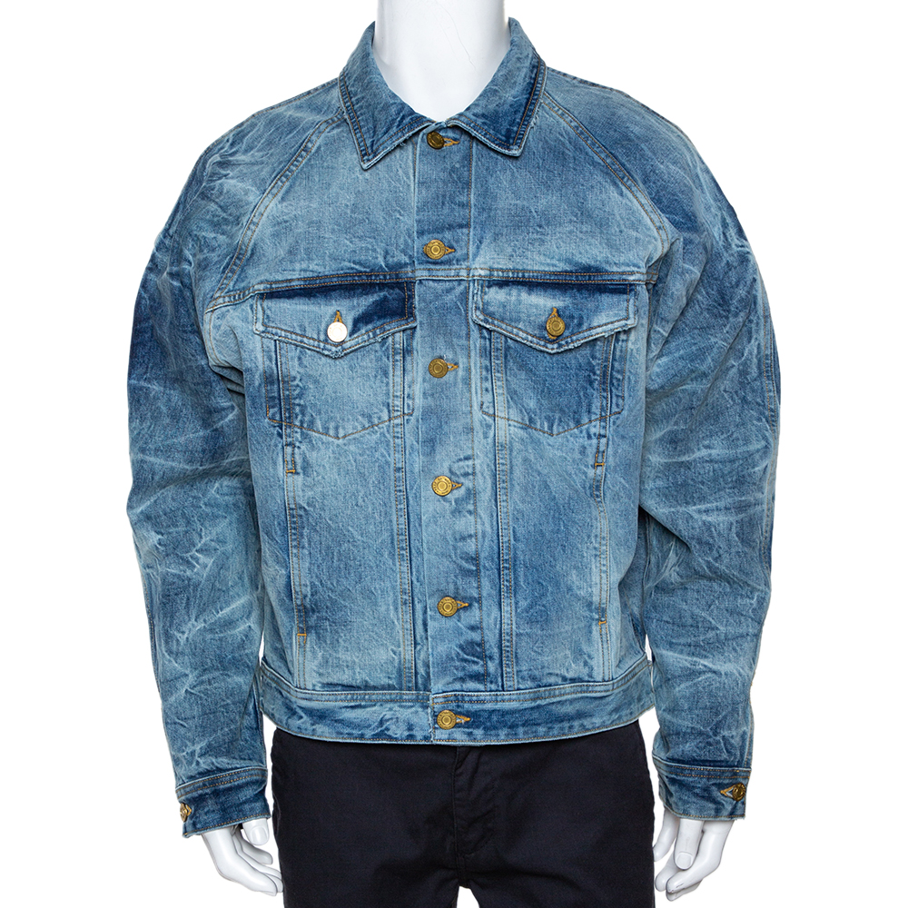 Fear of god fifth collection indigo acid wash denim trucker jacket m