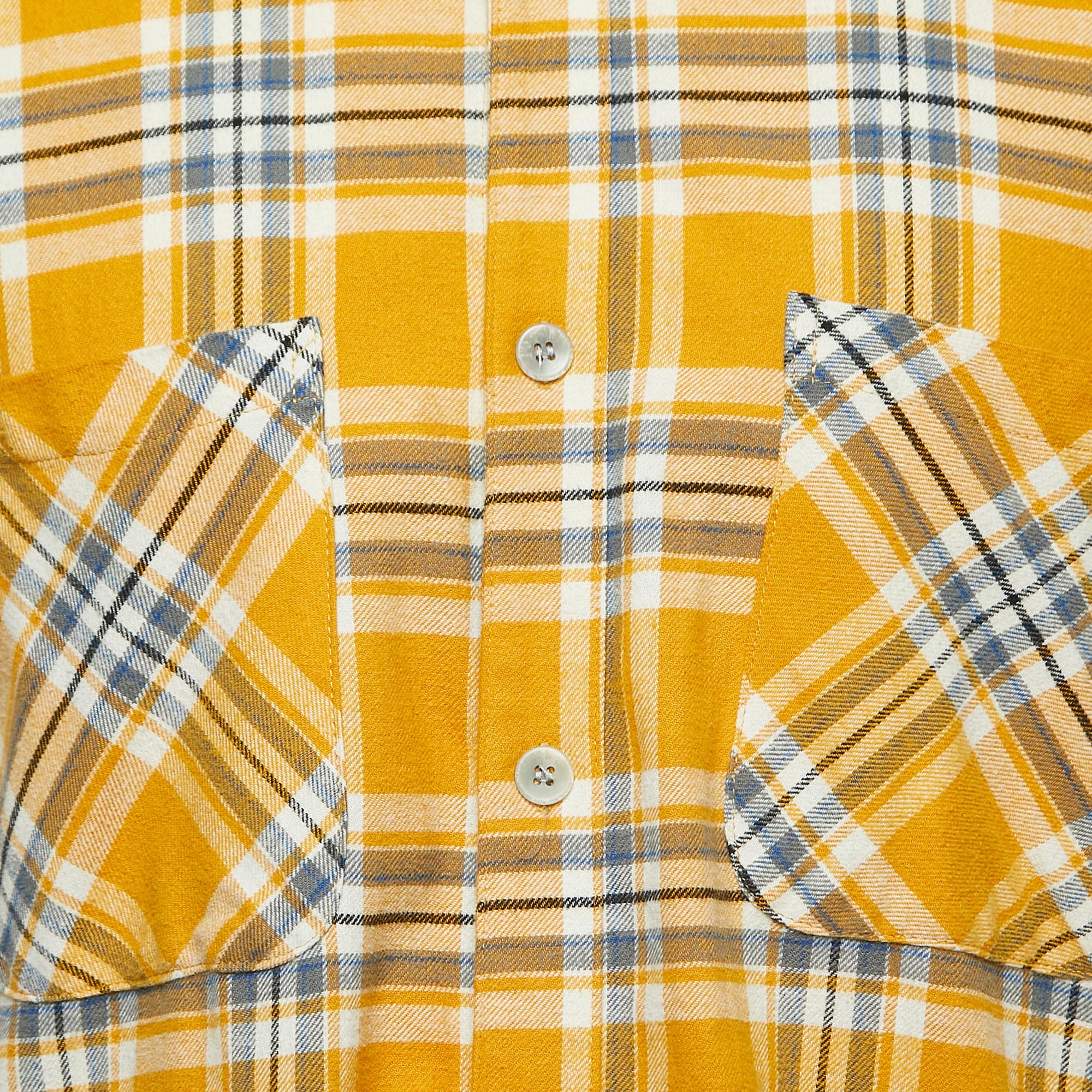 Fear Of God Yellow Tartan Wool Button Front Cutoff Shirt XXL