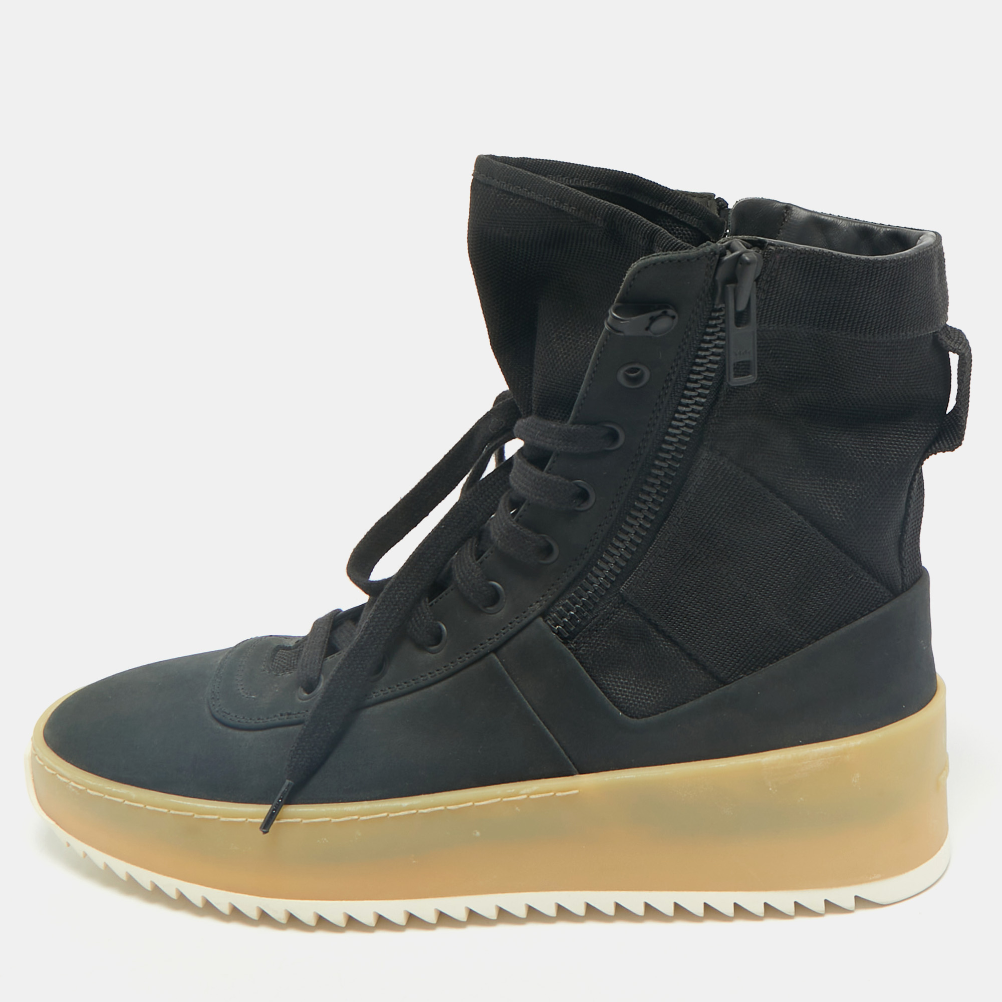 Fear of God Black Canvas and Nubuck Leather Jungle High Top Sneakers Size
Fear of God Black Canvas and Nubuck Leather Jungle High Top Sneakers Size