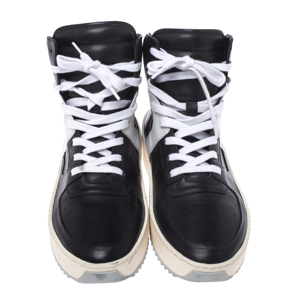 Fear Of God Black/White Leather Basketball High Top Sneakers Size 40