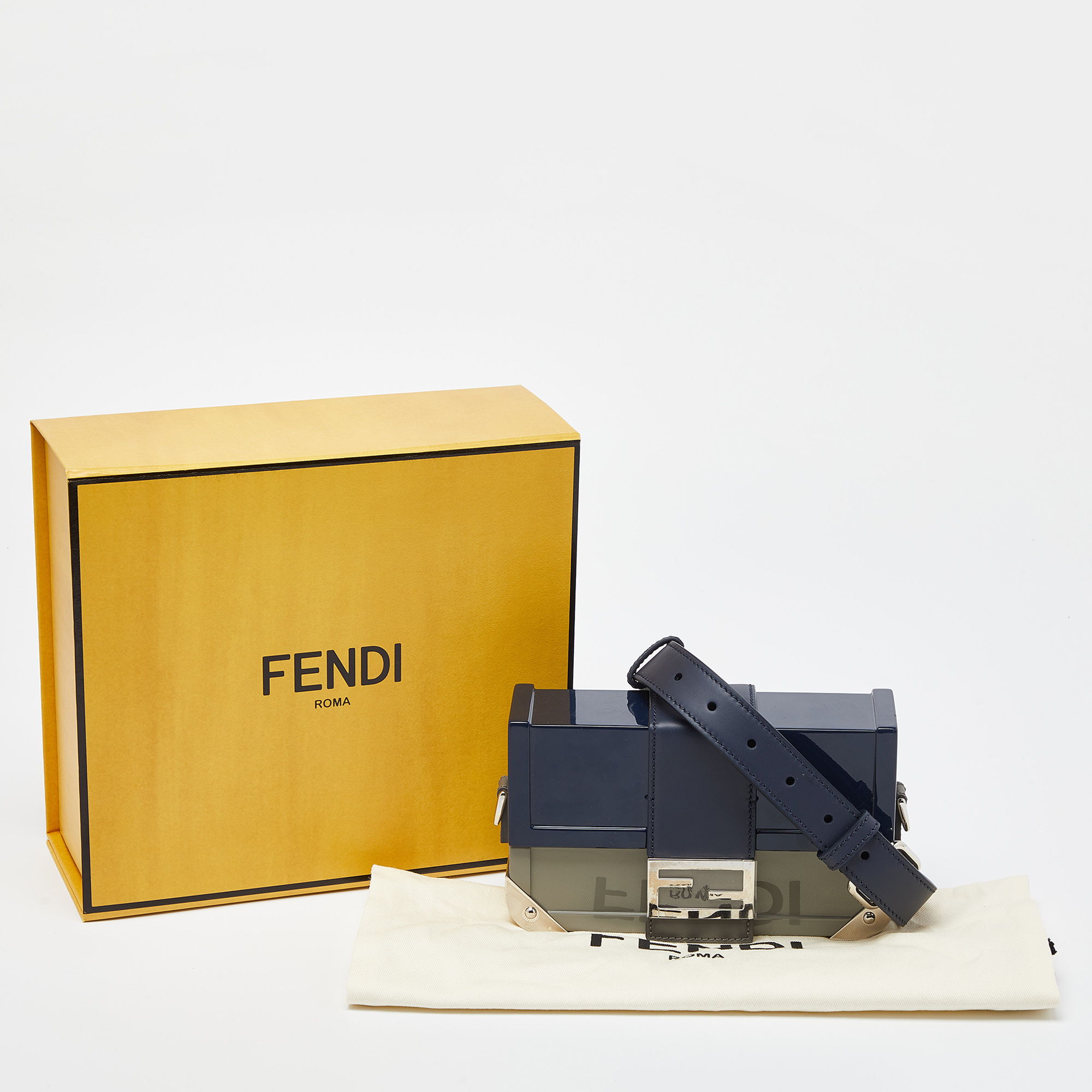 Fendi Tri Color Plexiglass And Leather Mini Trunk Bag