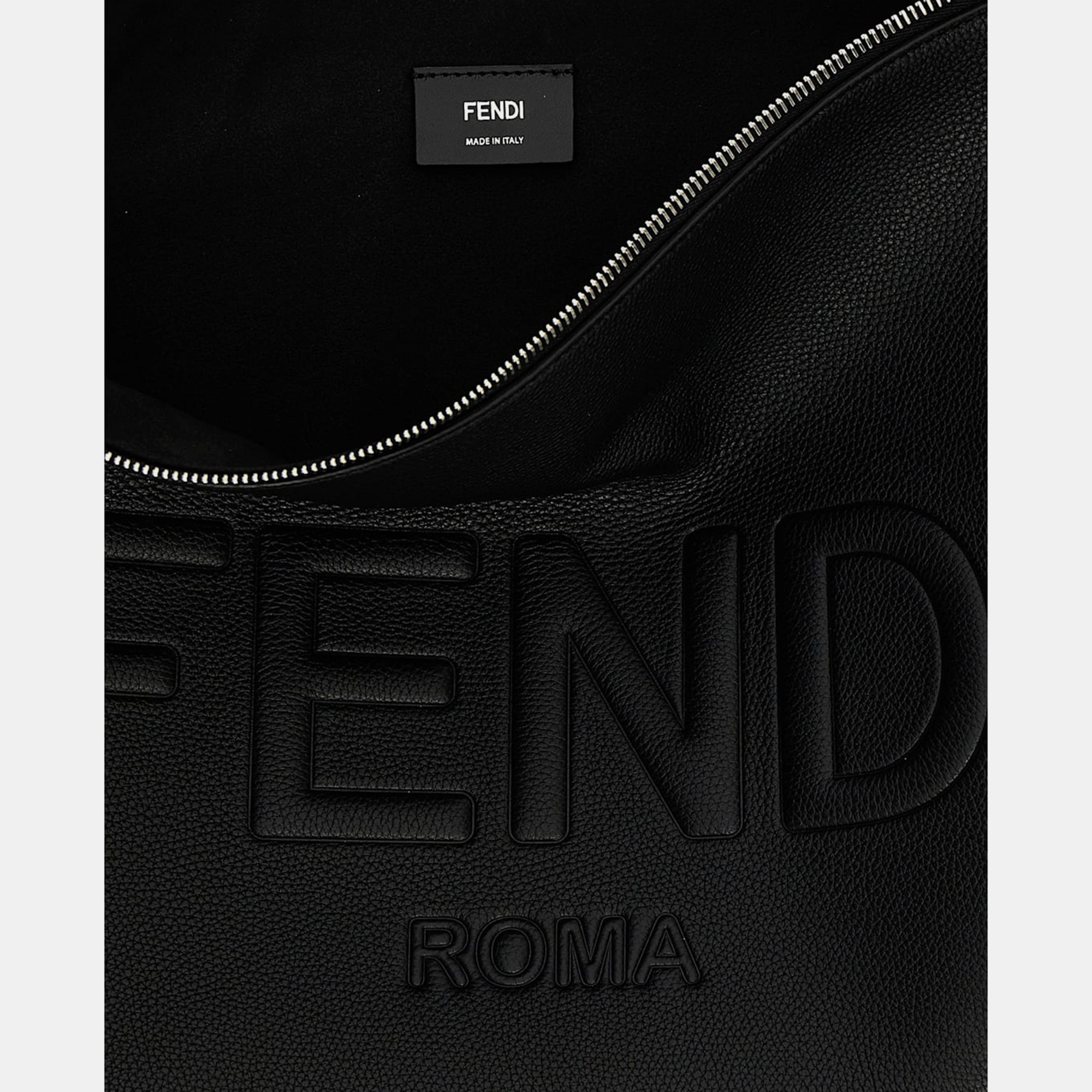 Fendi Black Leather After Fendi Roma Shoulder Bag