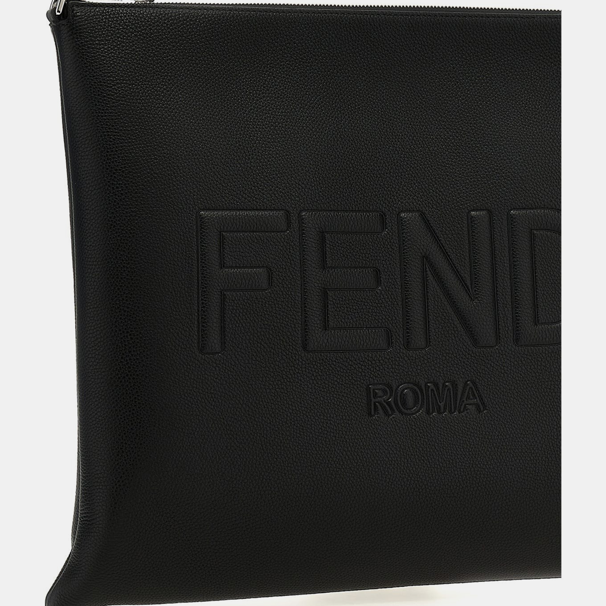 Fendi Black Leather After Fendi Roma Shoulder Bag