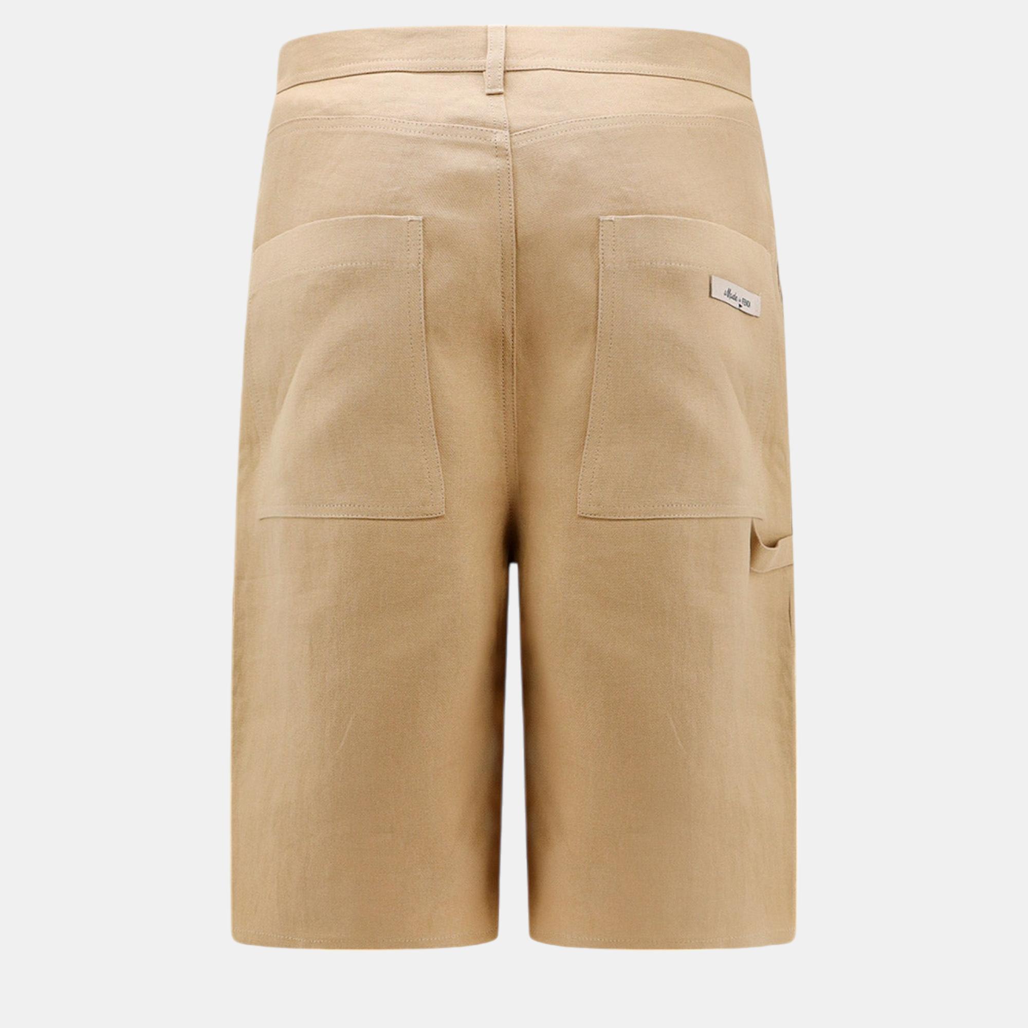 Fendi Beige Paper Canvas Bermuda Shorts S