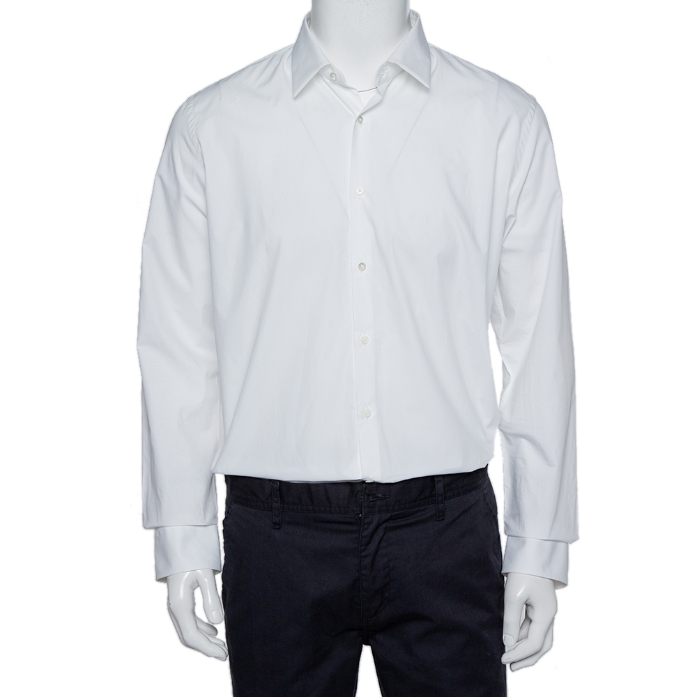 Fendi White Cotton Button Front Shirt XL