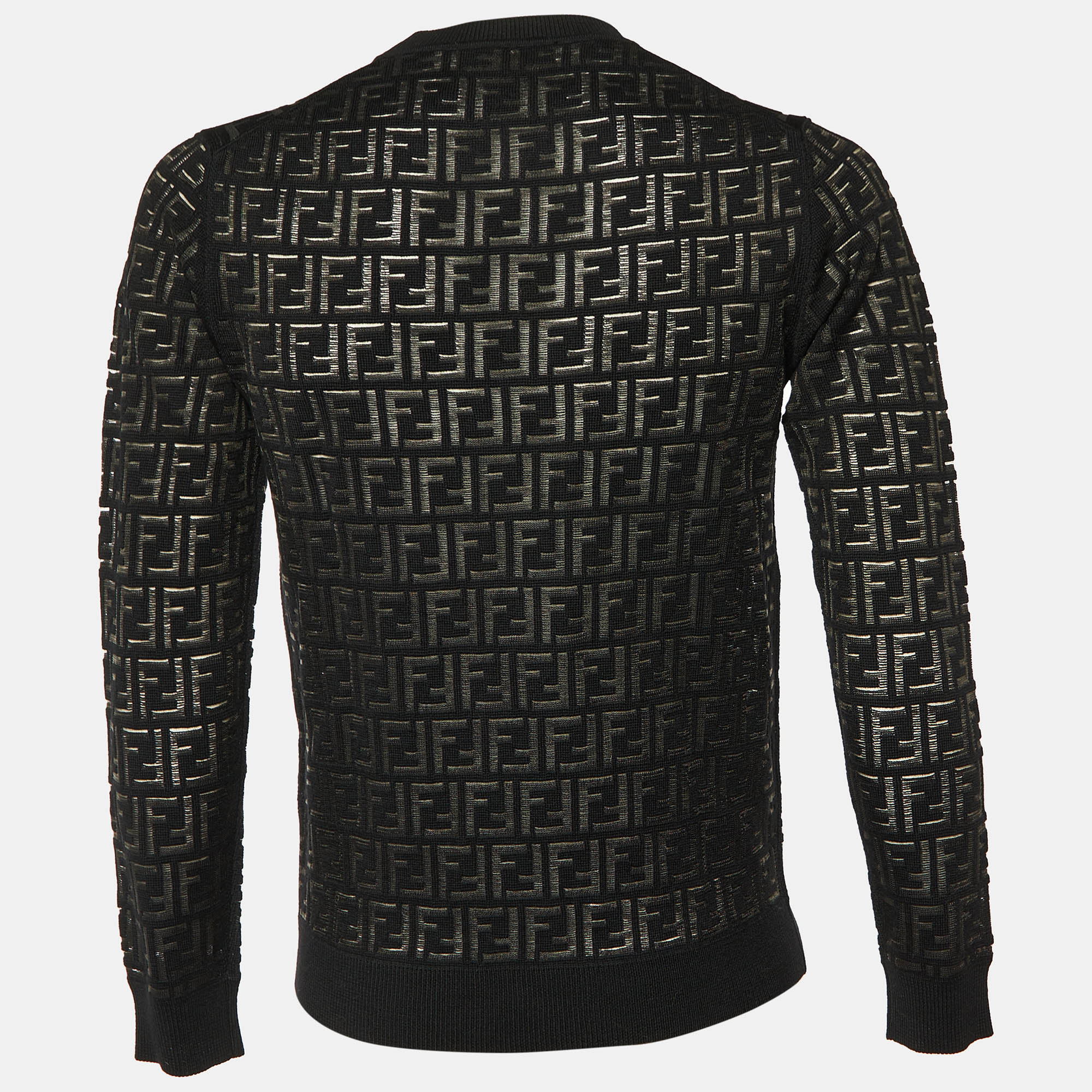 

Fendi Black Monogram Wool Sheer Detail Jumper