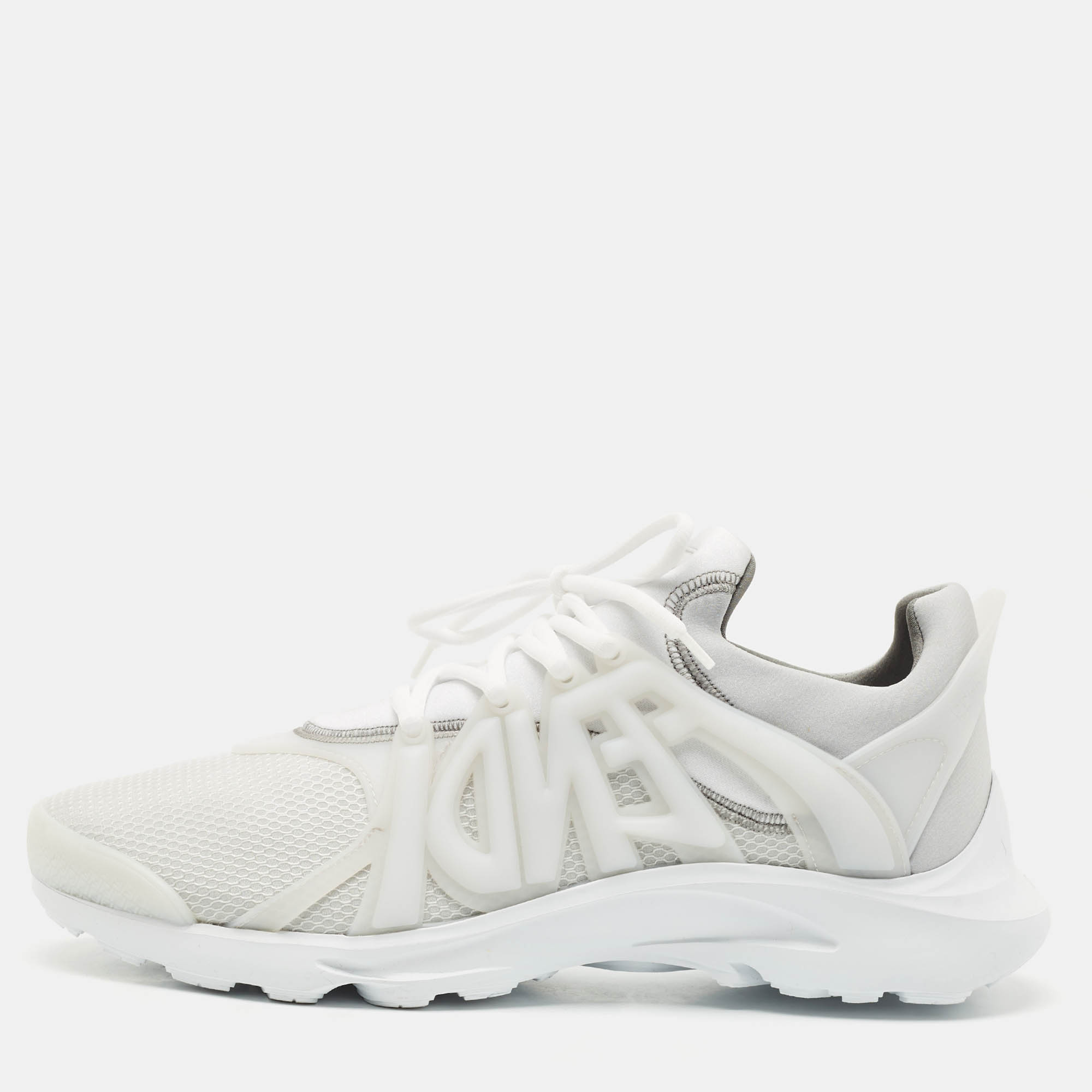 Fendi White/Grey Technical Mesh and Neoprene Tag Sneakers Size 44
Fendi White/Grey Technical Mesh and Neoprene Tag Sneakers Size 44