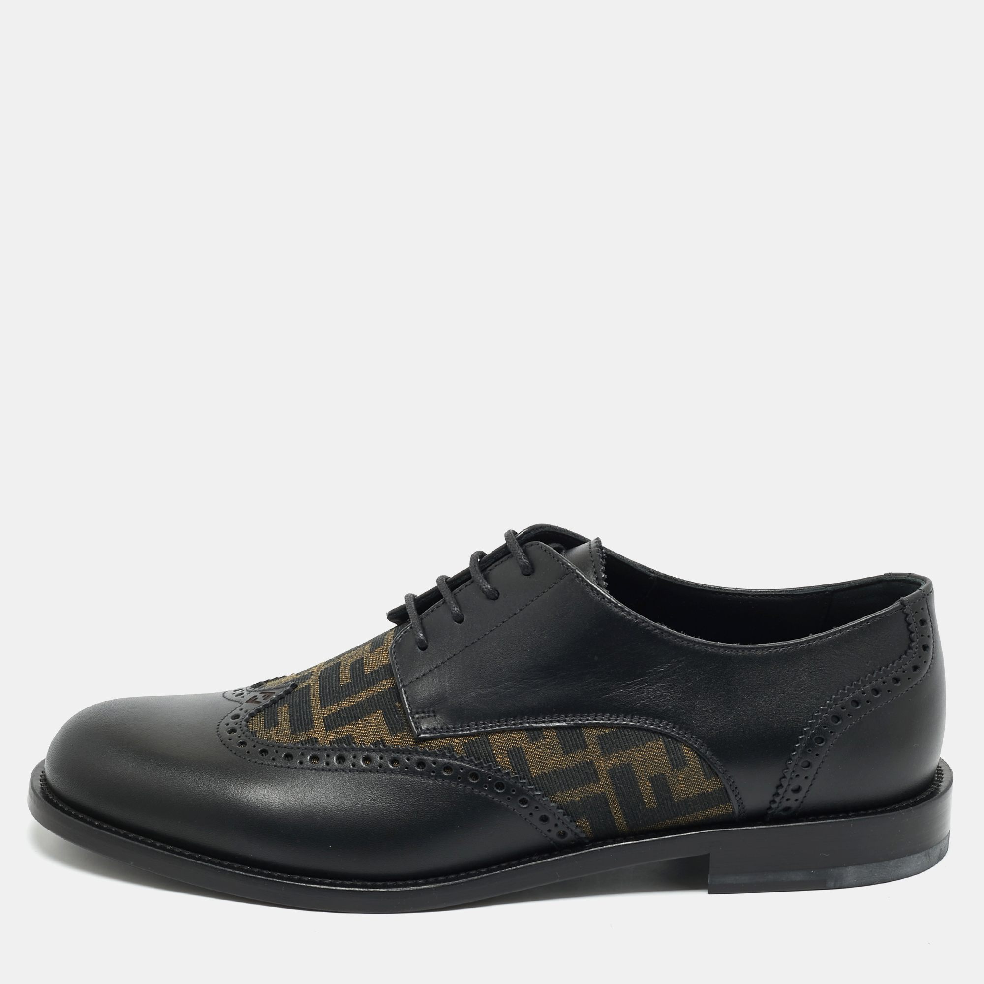 Fendi Black/Tobacco Zucca Canvas and Leather Lace Up Derby Size 44
Fendi Black/Tobacco Zucca Canvas and Leather Lace Up Derby Size 44