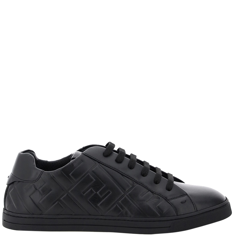 Image of Fendi Black Ff Leather Sneakers Size EU