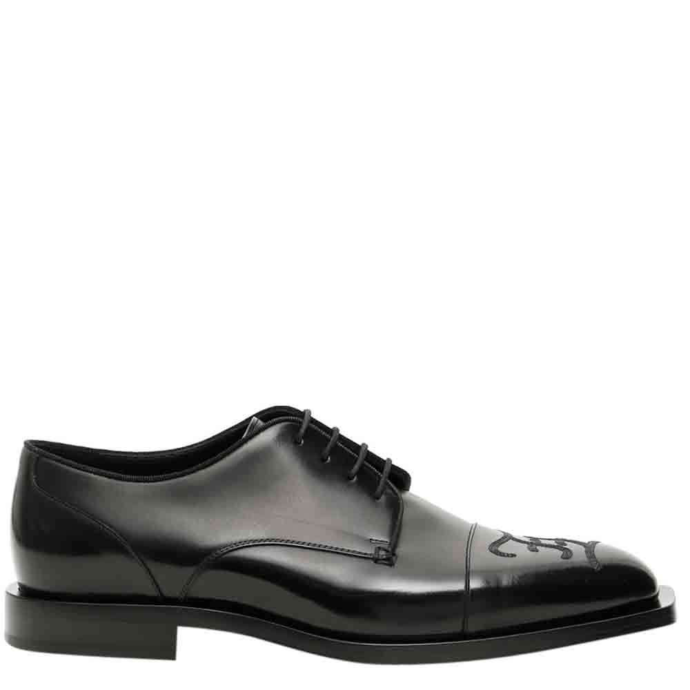 Fendi Black Leather Ff Karligraphy Derby Shoe Size UK 7/EU 40