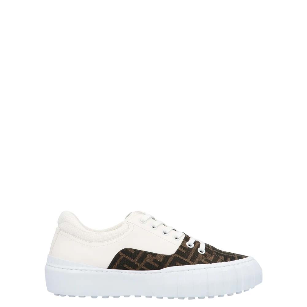 Fendi White/Brown FF Force Sneakers Size EU 41.5 (UK 7.5)