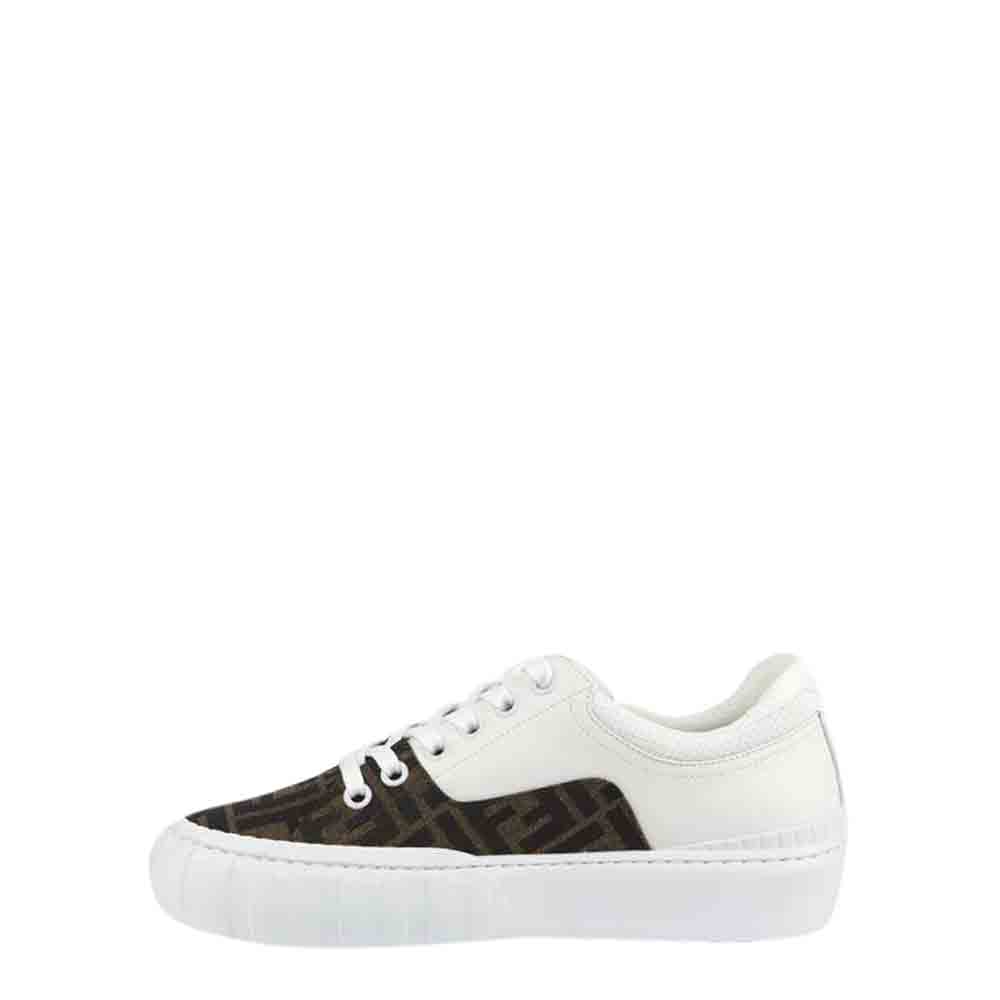 Fendi White Leather Force Sneakers Size UK 9/ EU 42