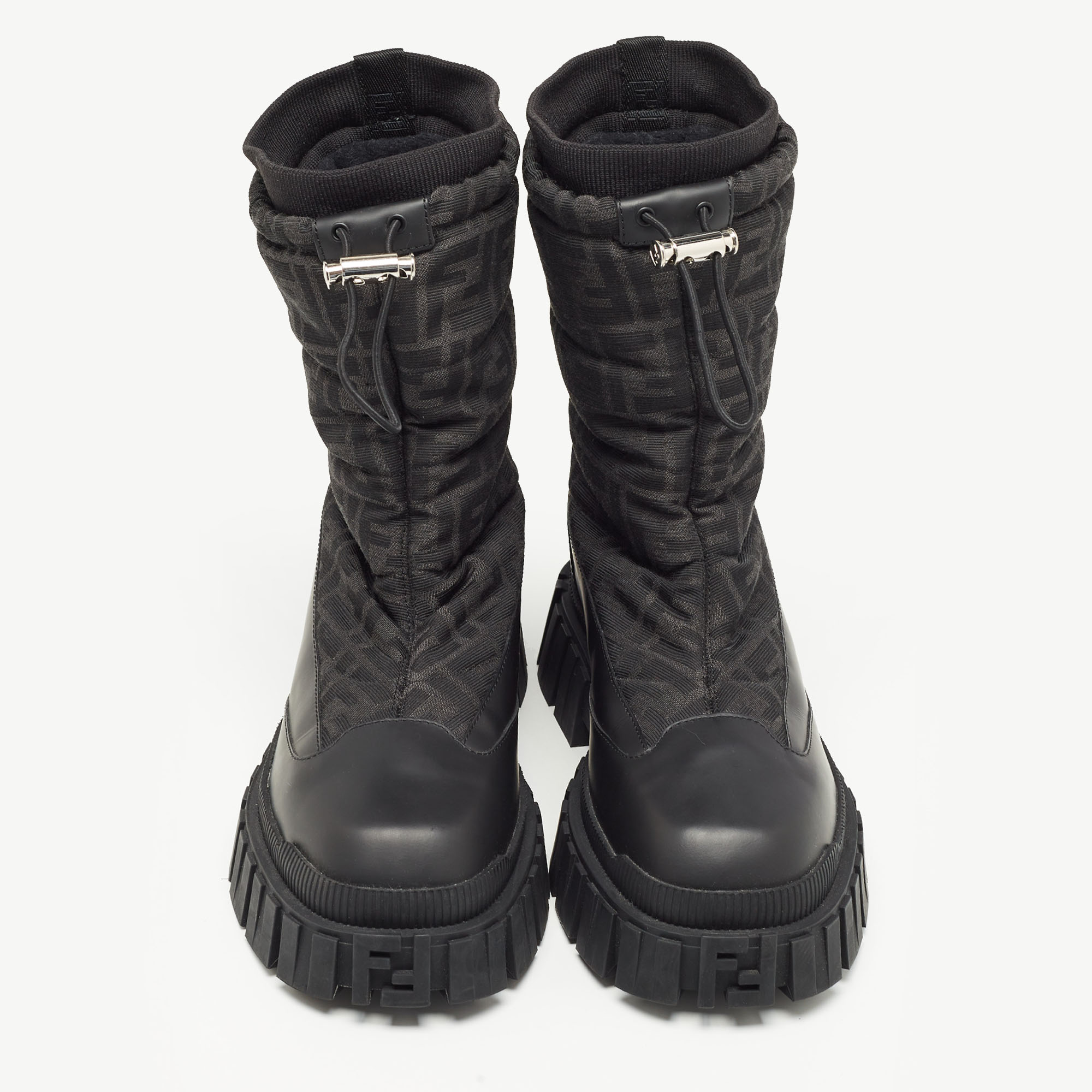 Fendi Black Fabric And Leather Snow Boots Size 42