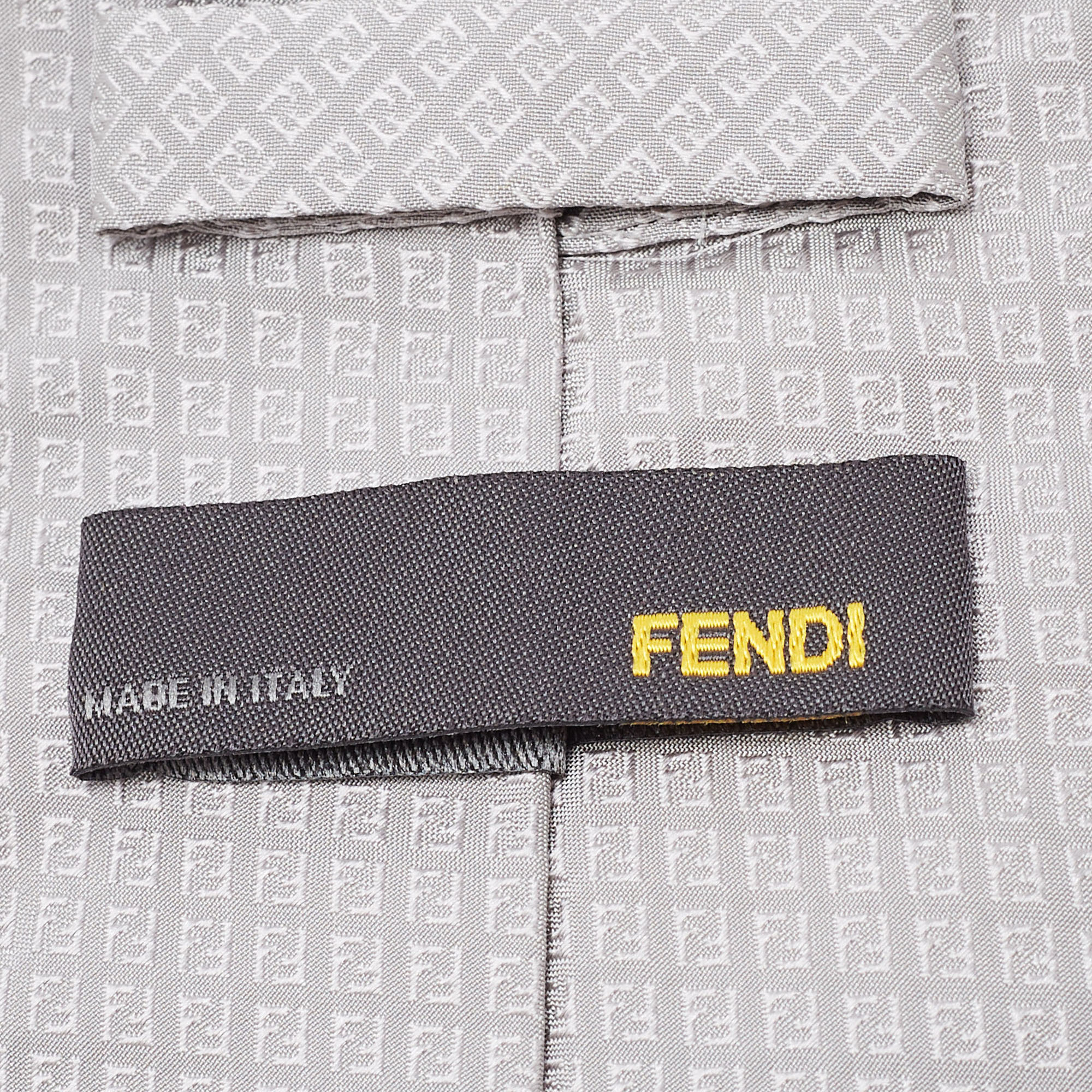 Fendi Grey FF Patterned Silk Tie