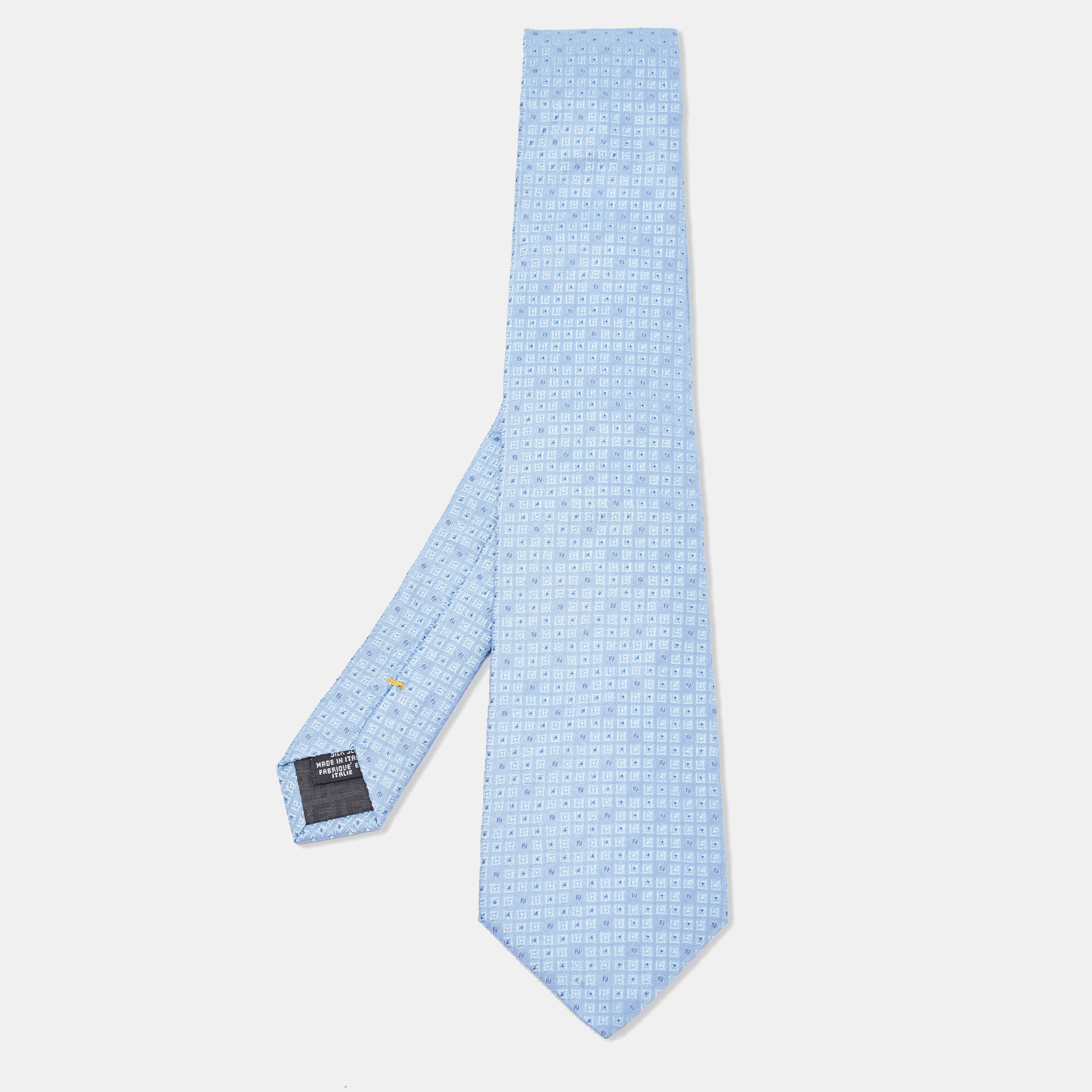 Fendi Blue Patterned Silk Tie