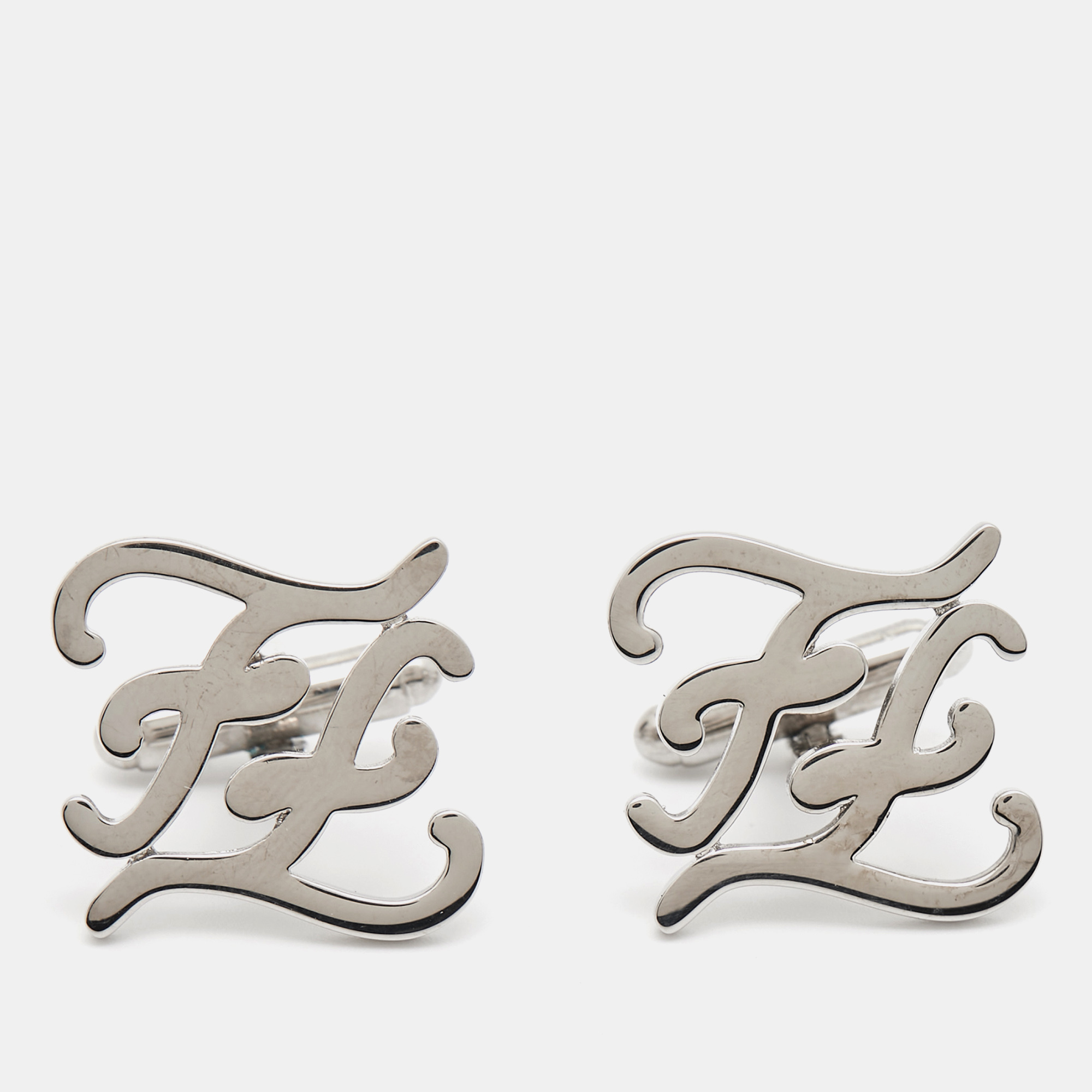

Fendi Karligraphy FF Silver Tone Cufflinks
