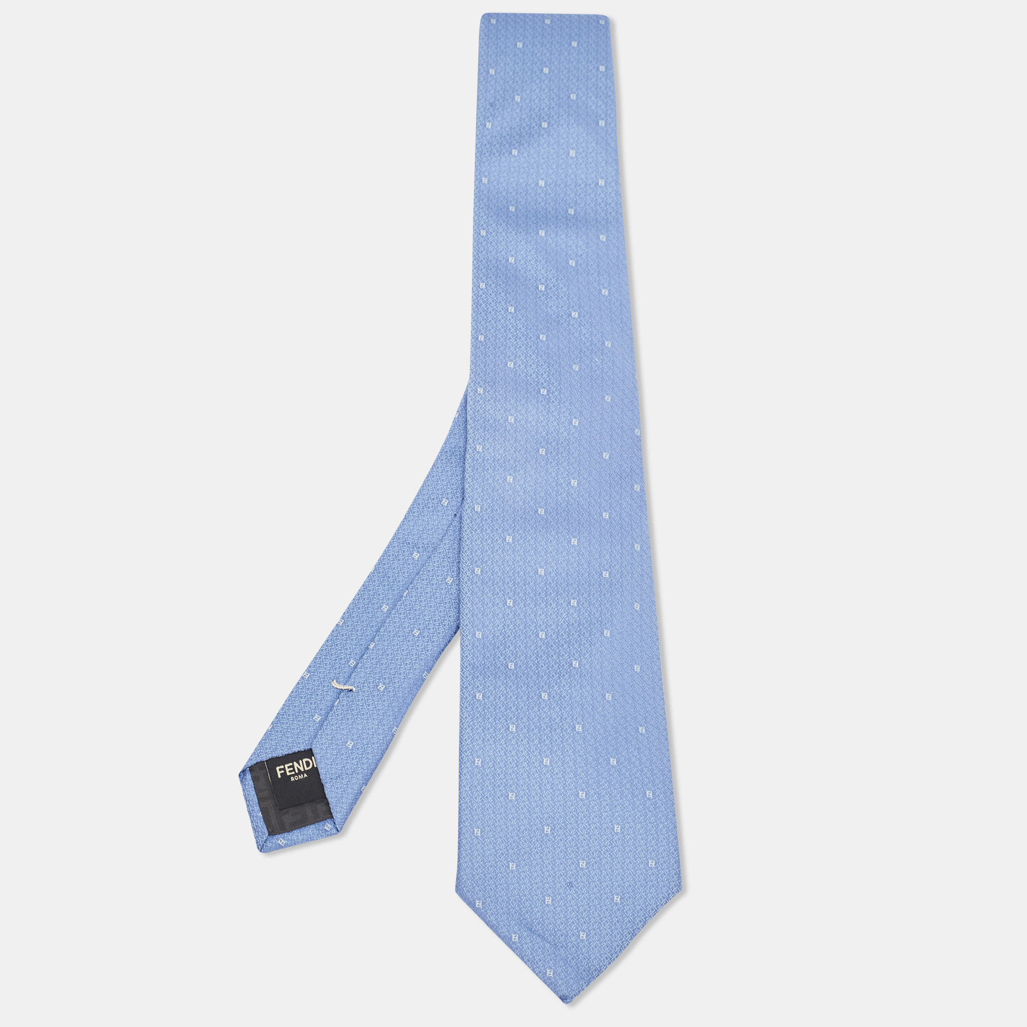 Fendi blue ff pattern silk tie