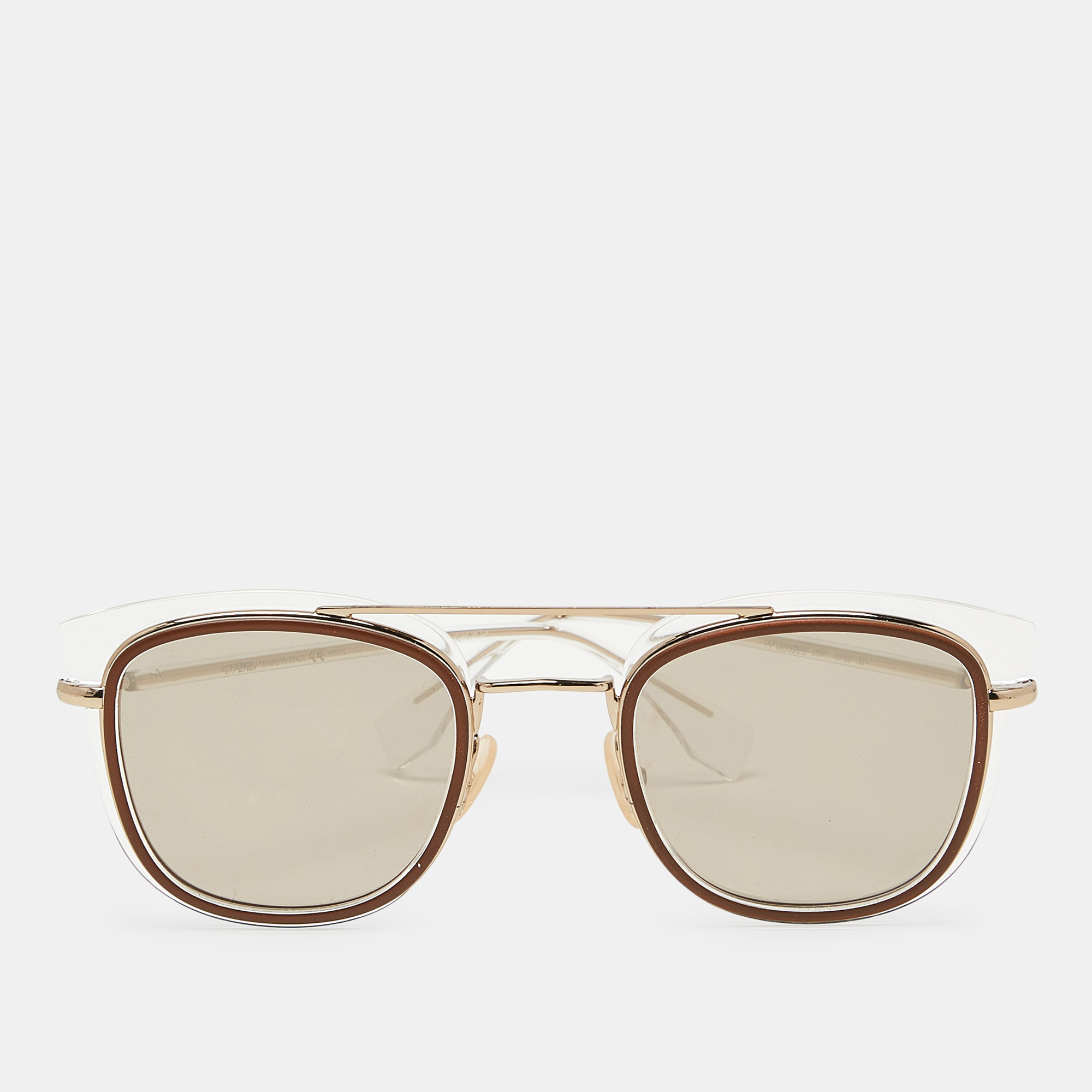 Fendi gold tone/brown mirrored m0060/s oval sunglasses