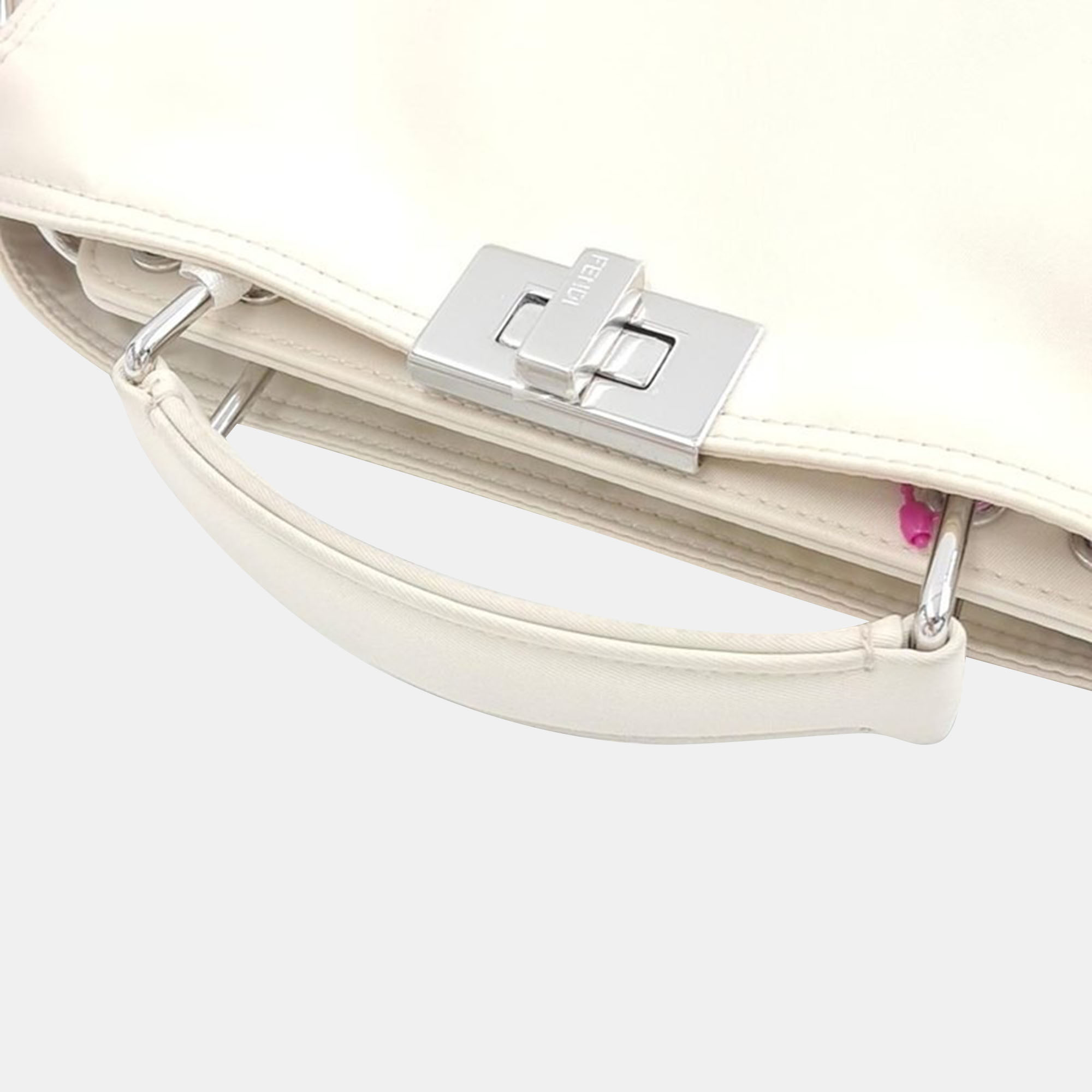 Fendi White Leather Mini Peekaboo ISeeU Satchel Bag