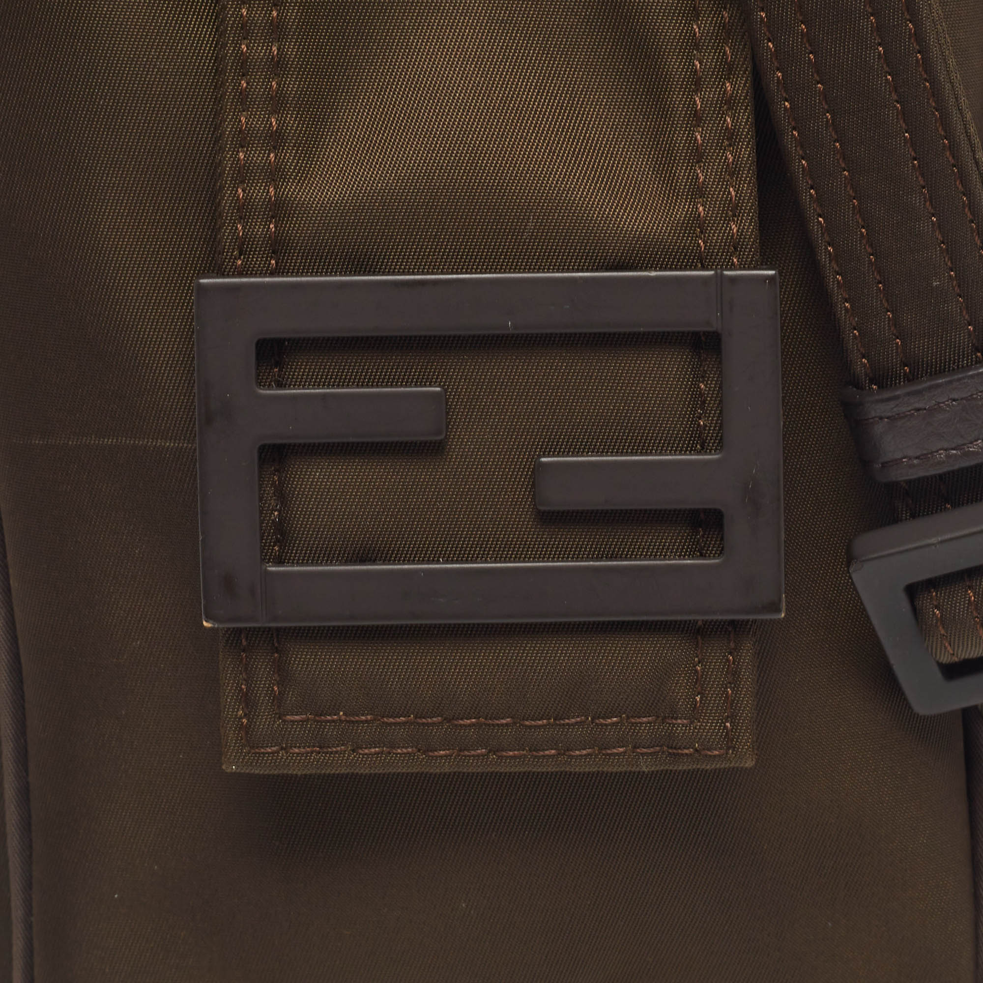 Fendi Green Nylon FF Phone Crossbody Bag