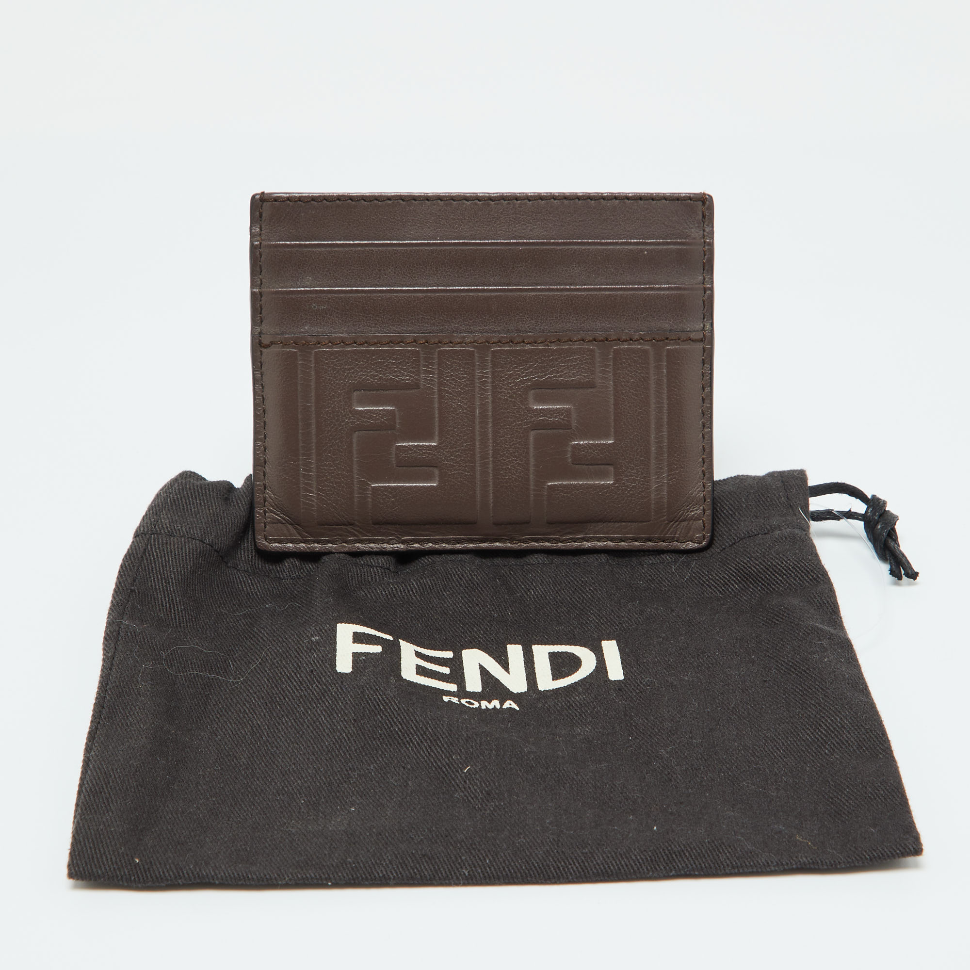 Fendi Brown Zucca Leather Card Holder