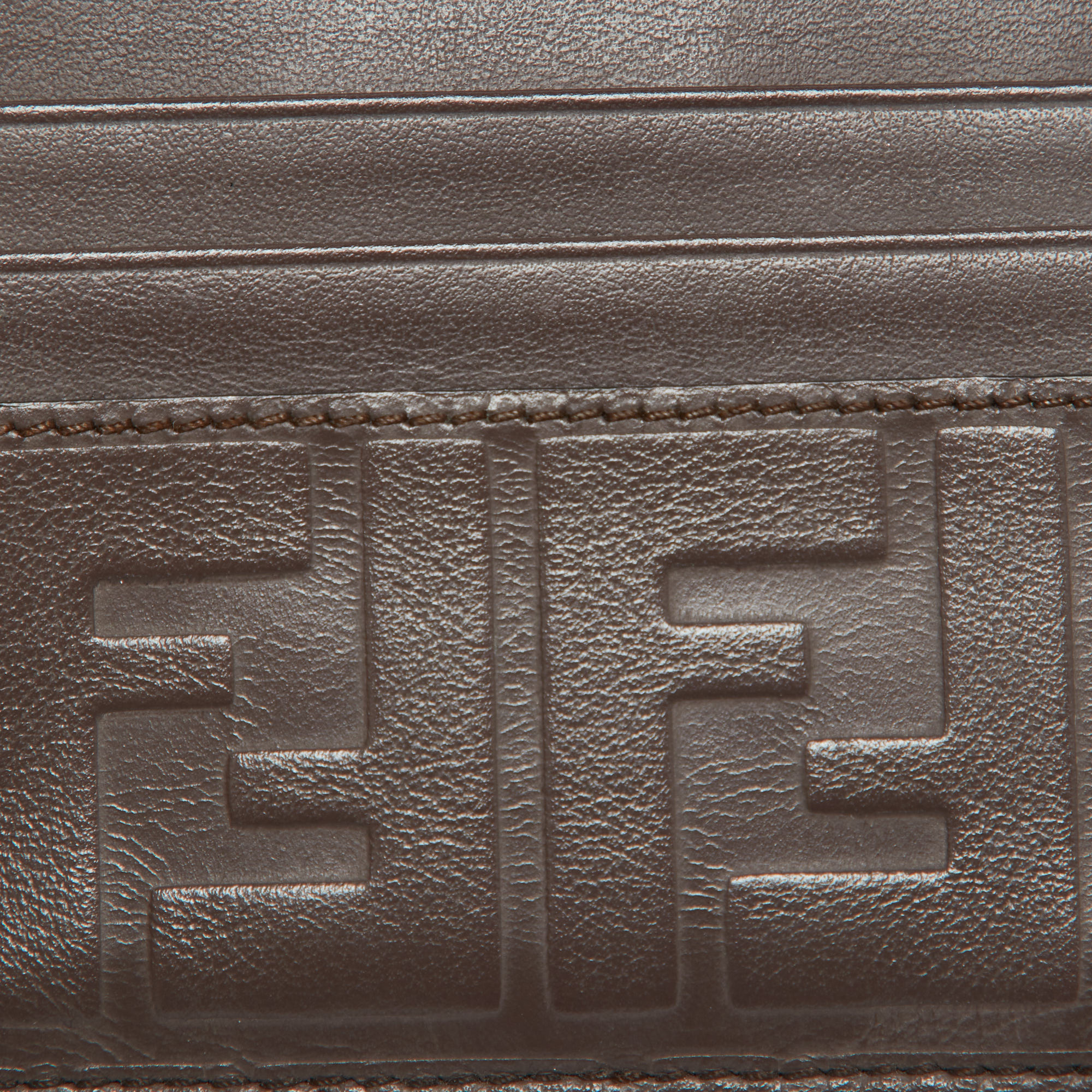 Fendi Brown Zucca Leather Card Holder