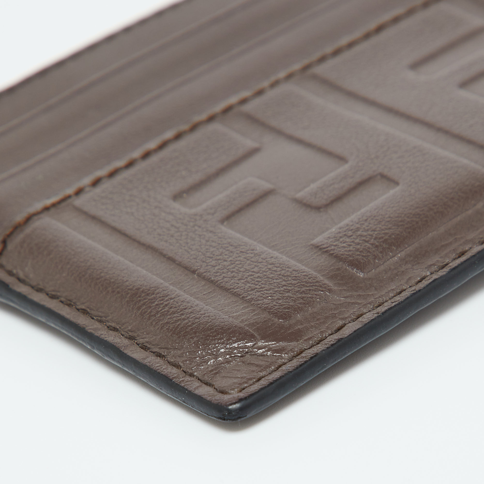 Fendi Brown Zucca Leather Card Holder