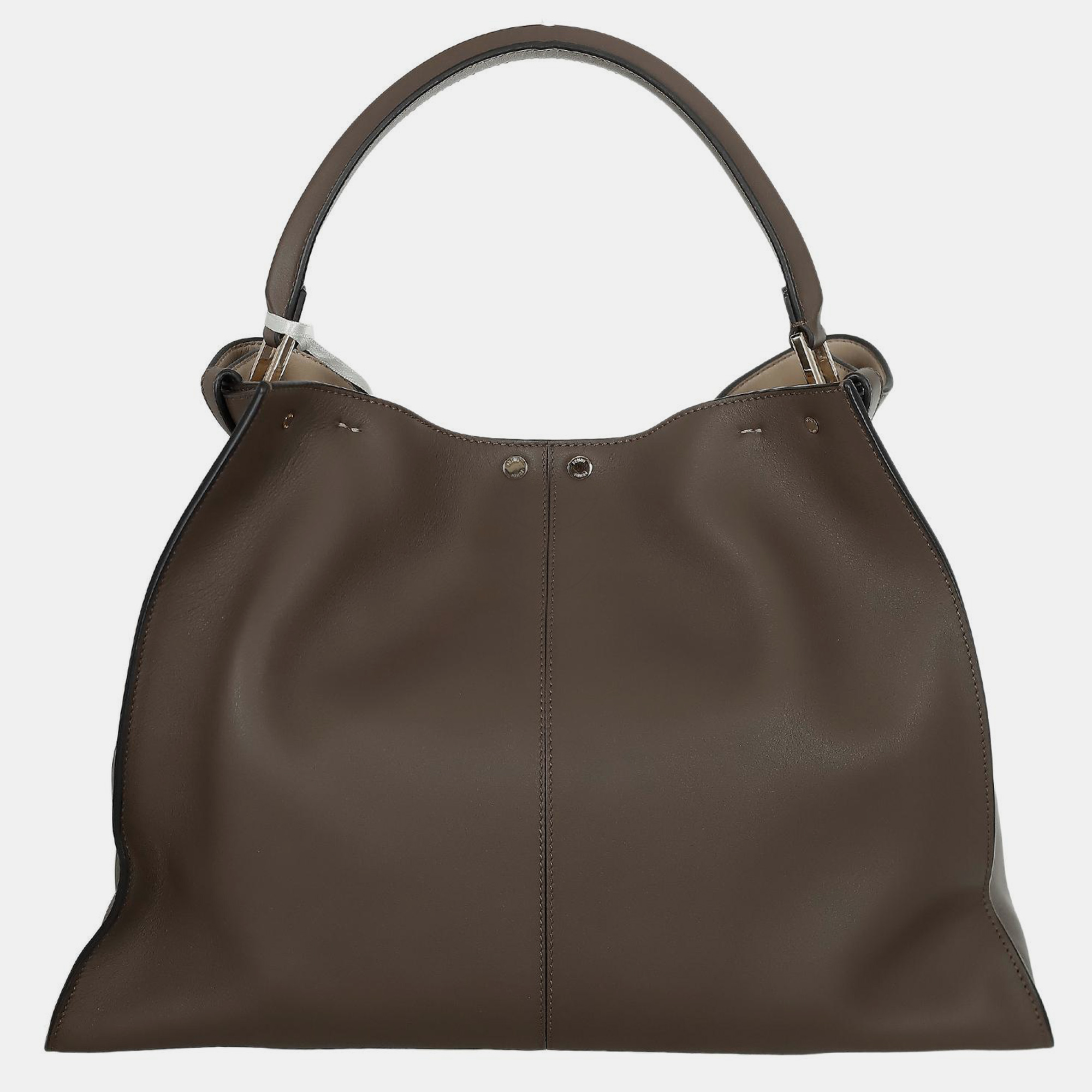 Fendi Brown Leather Large Peekaboo X-Lite Tote Bag