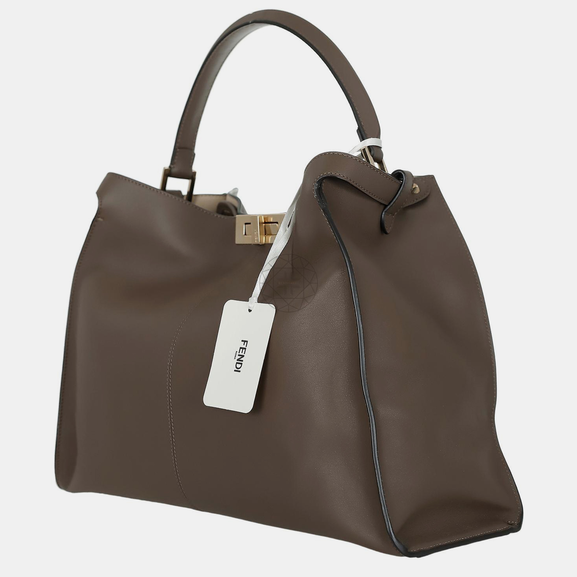 Fendi Brown Leather Large Peekaboo X-Lite Tote Bag