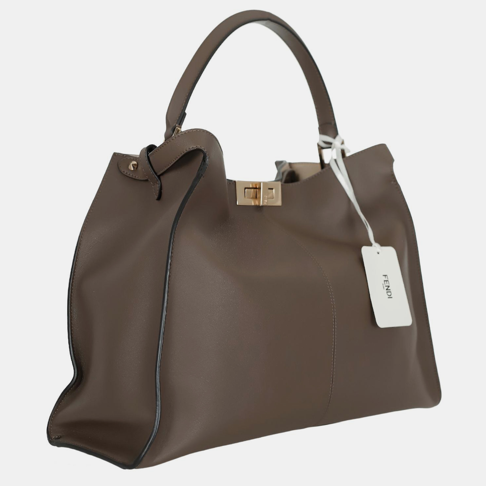 Fendi Brown Leather Large Peekaboo X-Lite Tote Bag