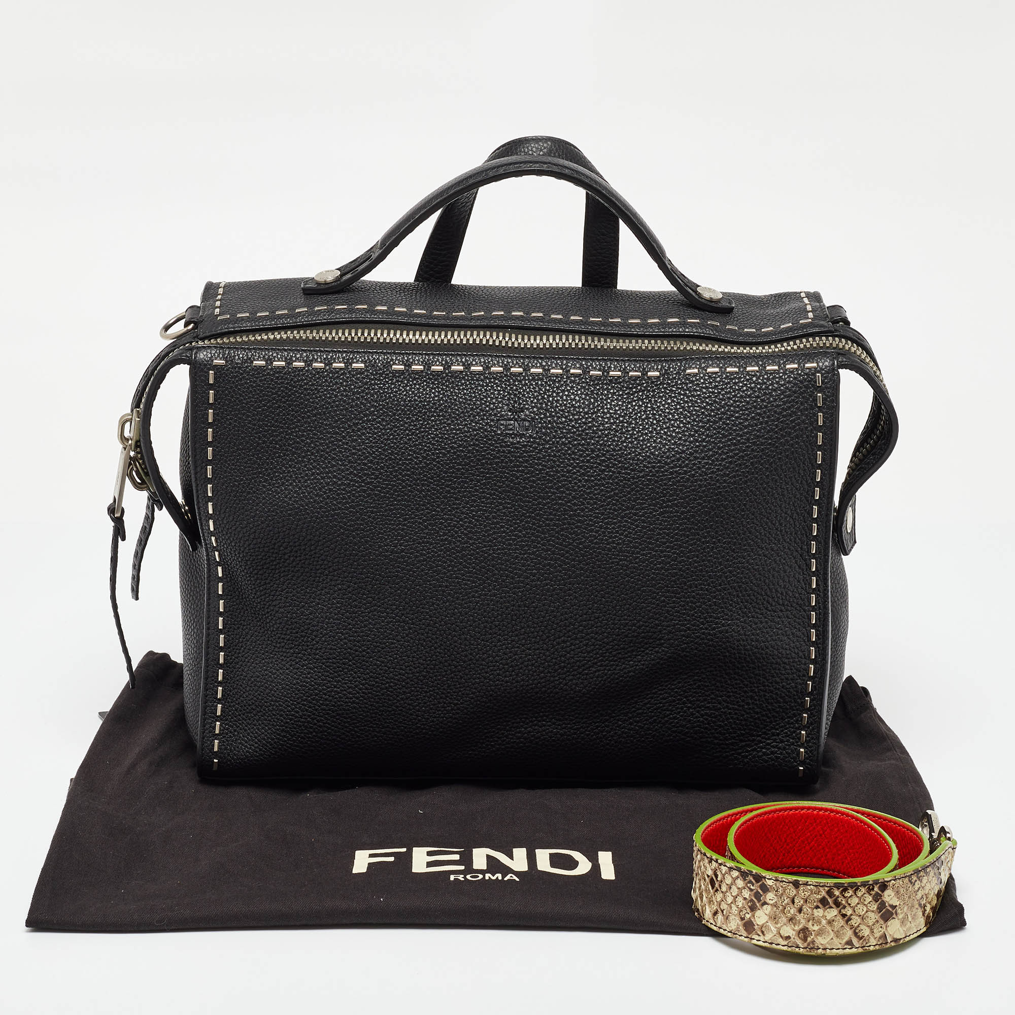 Fendi Black Selleria Leather Lui Briefcase