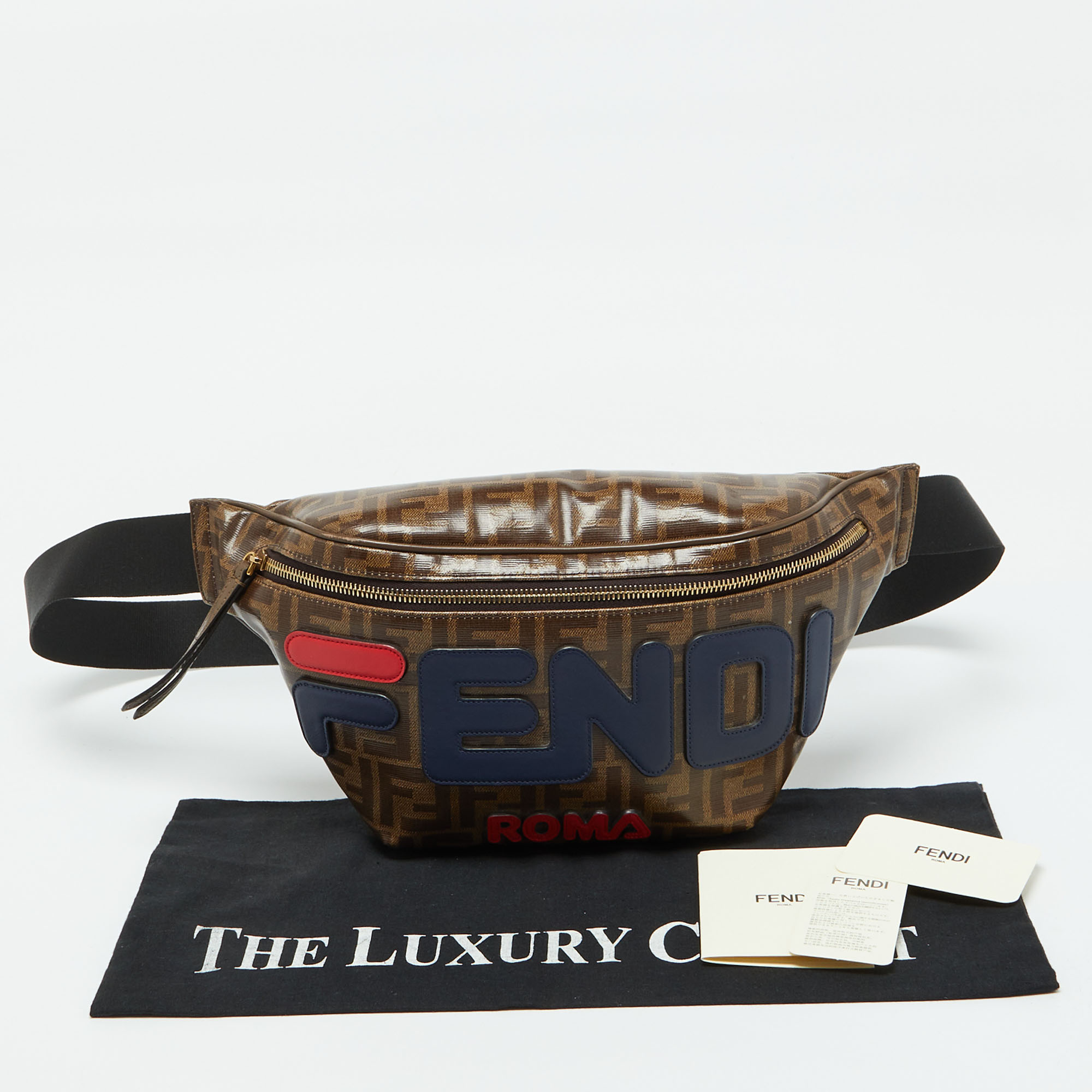 Fendi X Fila Brown Zucca Coated Canvas Mania Belt Bag