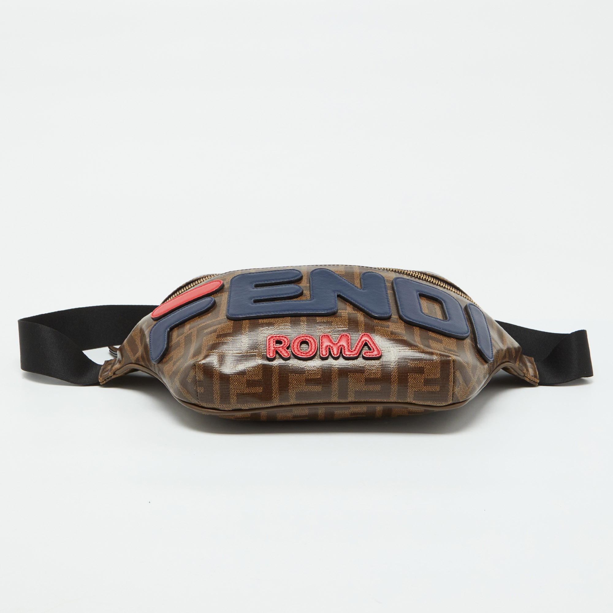 Fendi X Fila Brown Zucca Coated Canvas Mania Belt Bag