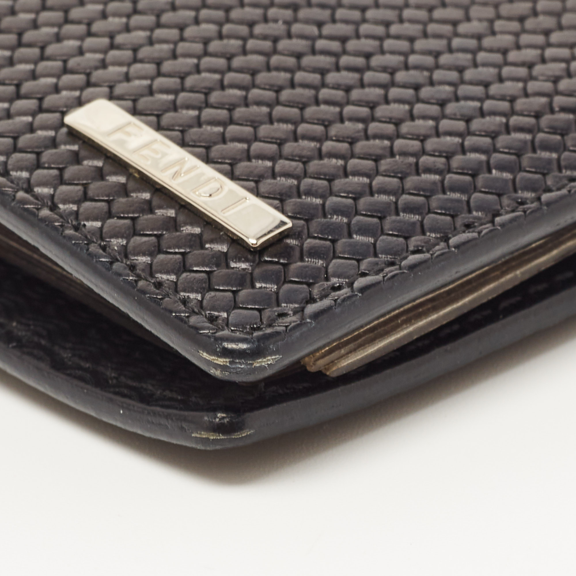 Fendi Black Textured Leather Bifold Card Case