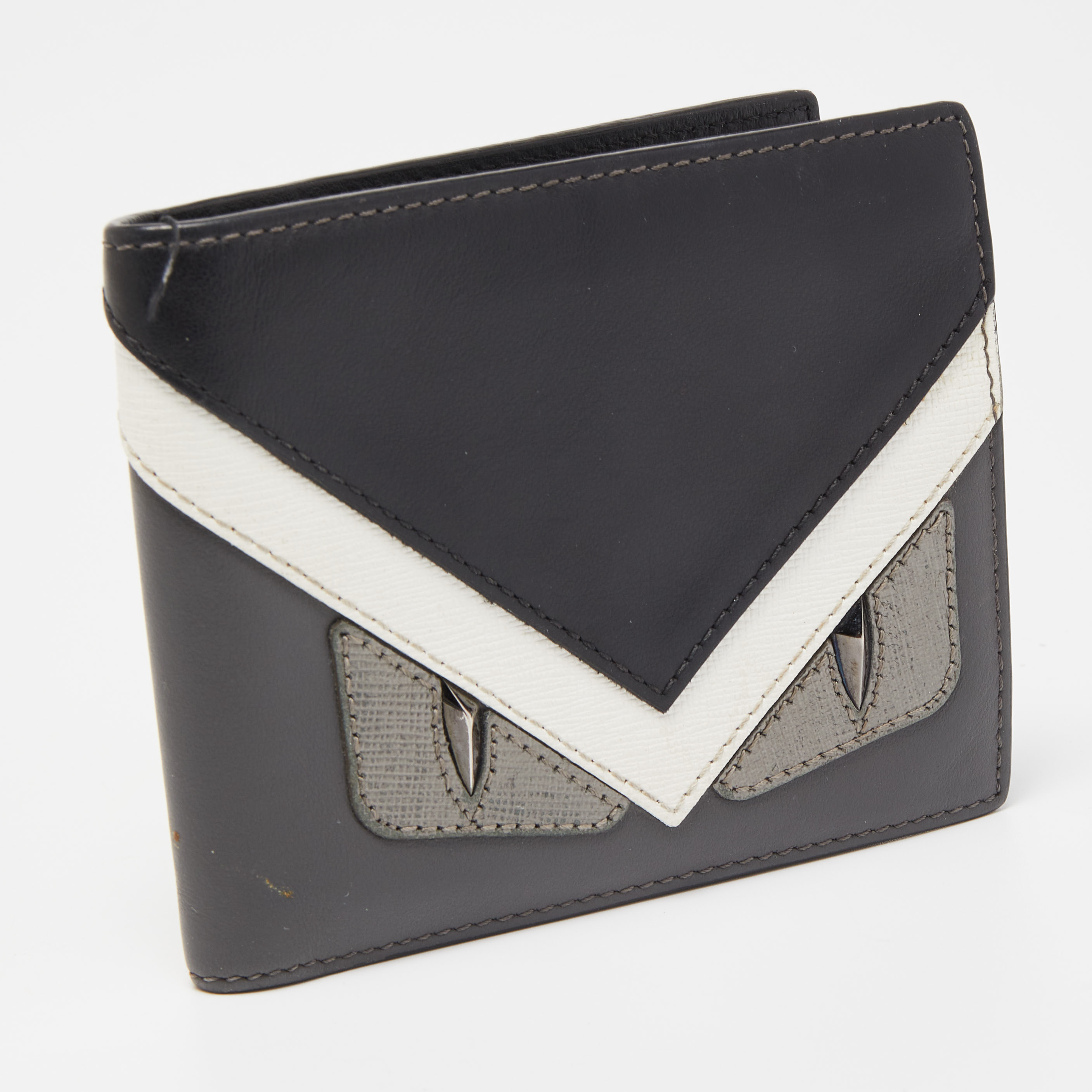 Fendi Tri Color Leather Bag Bugs Eyes Bifold Wallet