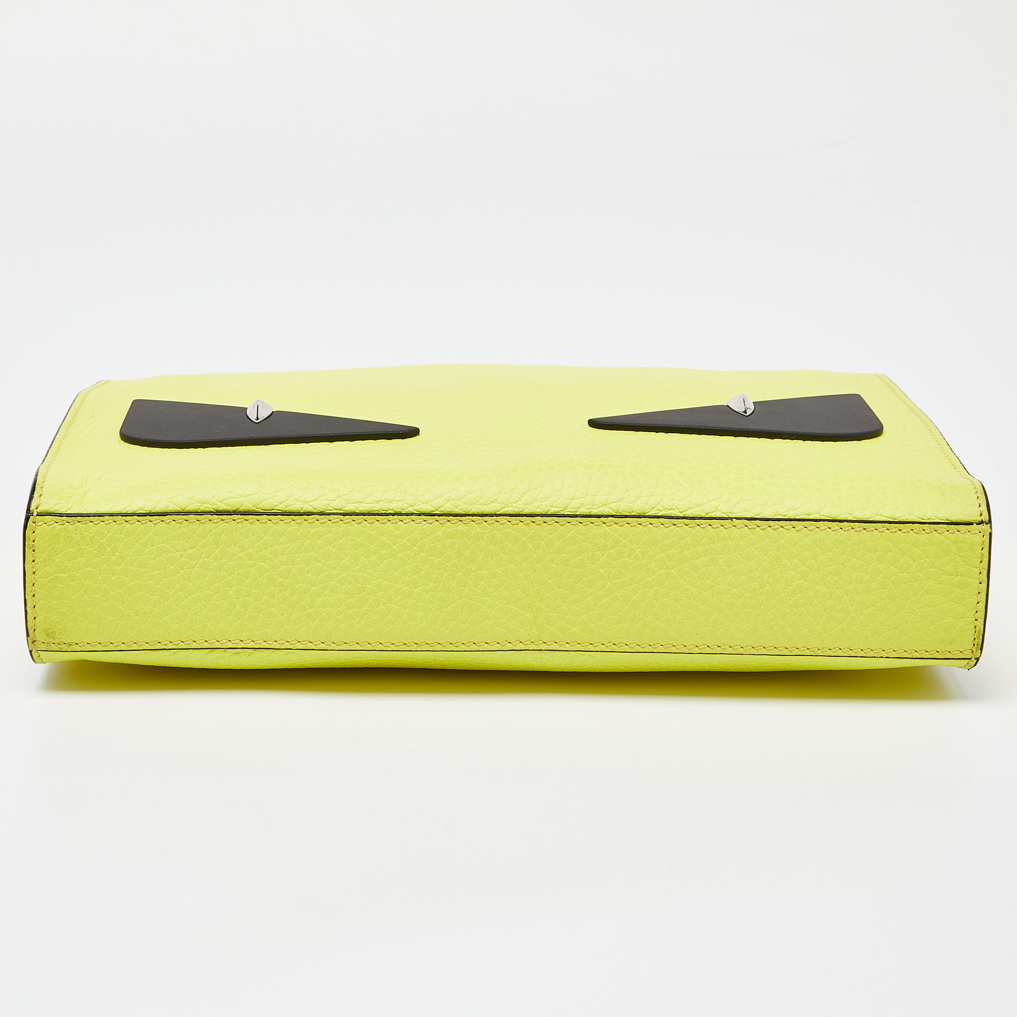Fendi Yellow/Black Leather Monster Eyes Zip Pouch