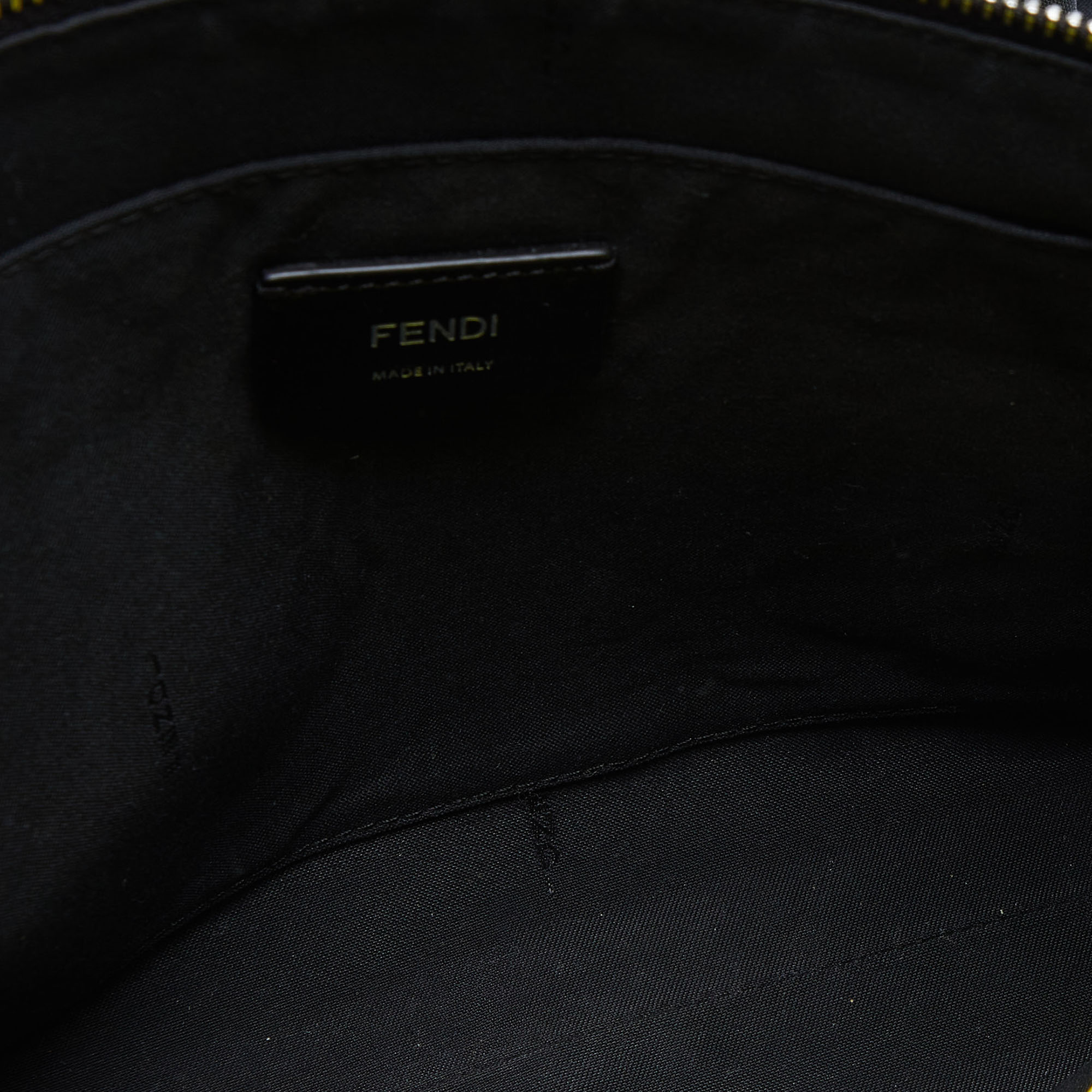 Fendi Yellow/Black Leather Monster Eyes Zip Pouch