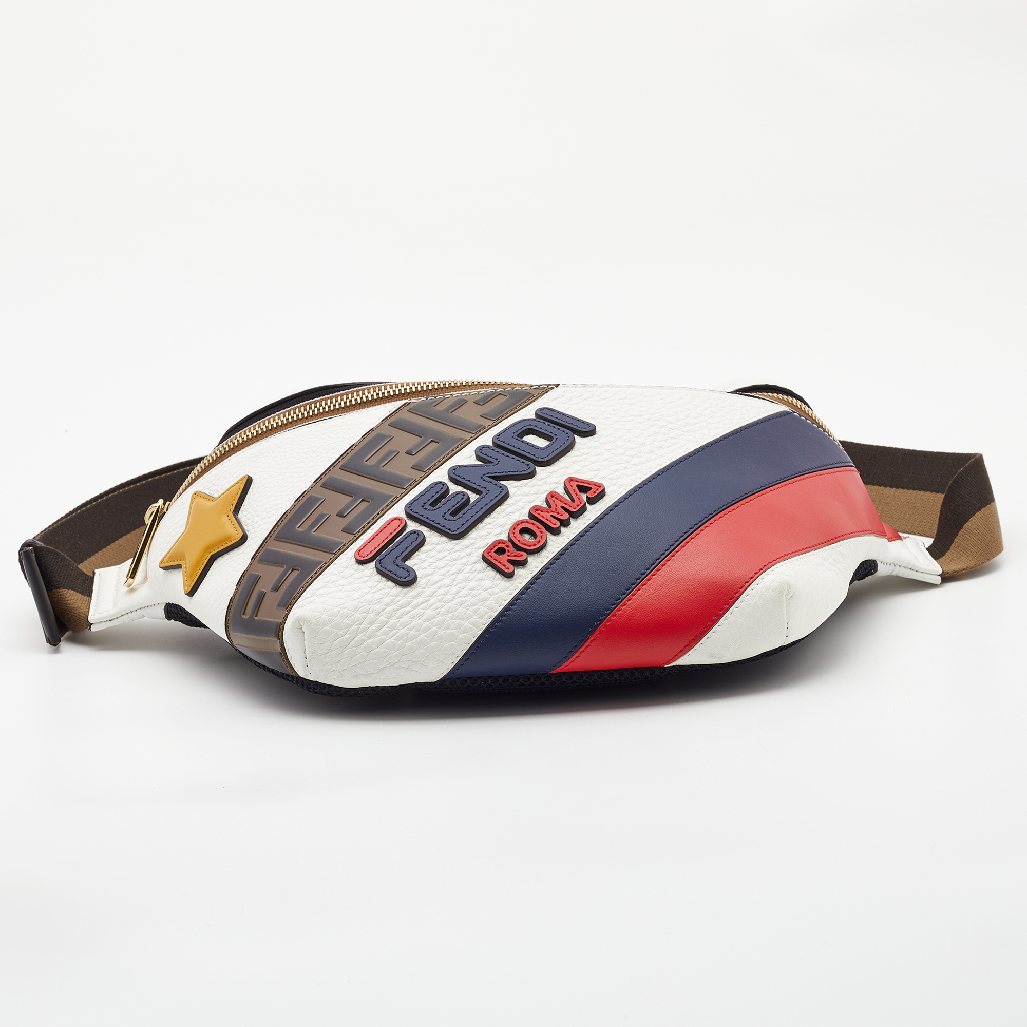 Fendi X Fila White/Multicolor Leather Belt Bag