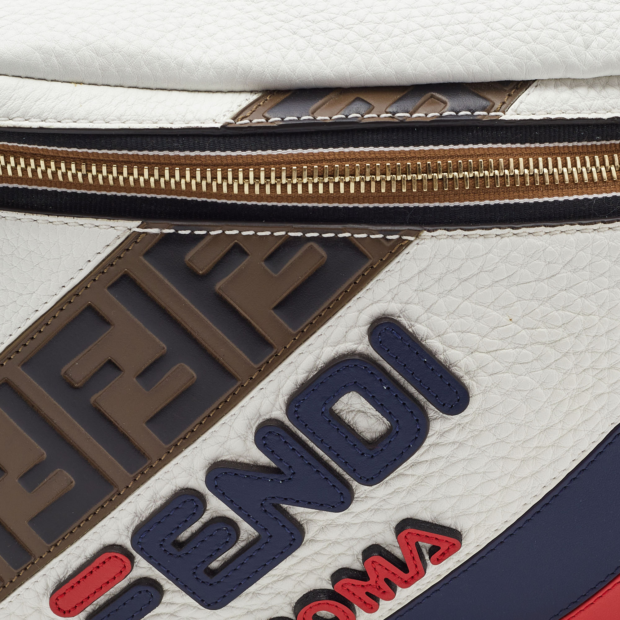 Fendi X Fila White/Multicolor Leather Belt Bag