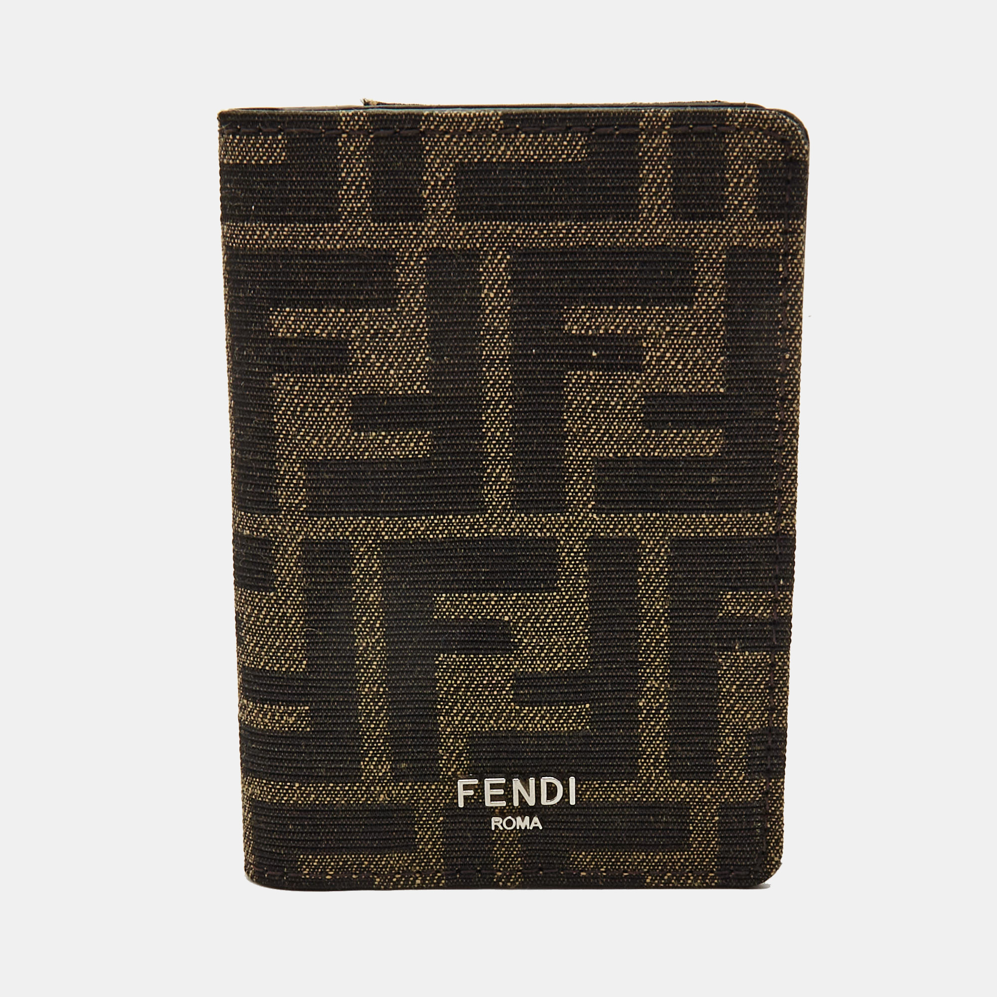 Fendi brown zucca canvas bifold card case