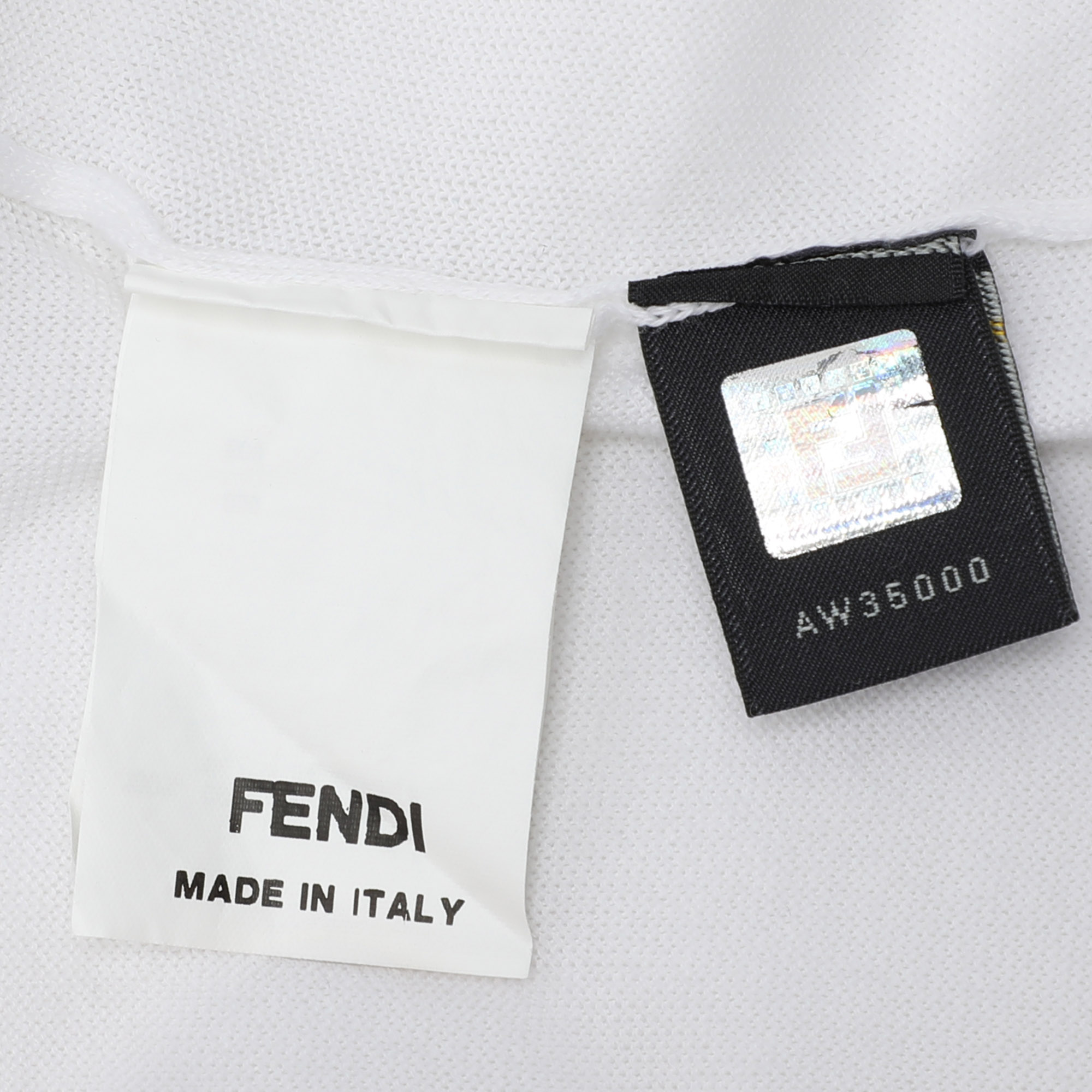 Fendi White Cotton Knit Front Button T-Shirt M