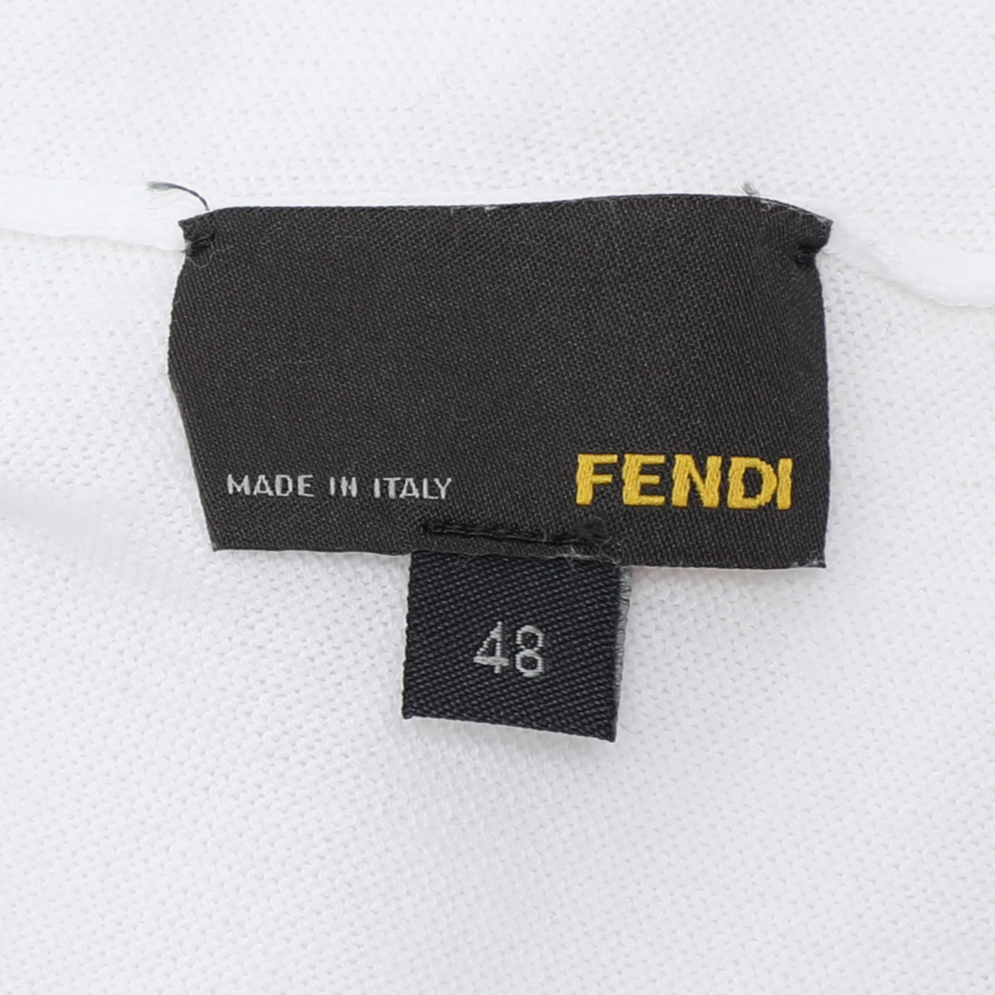 Fendi White Cotton Knit Front Button T-Shirt M