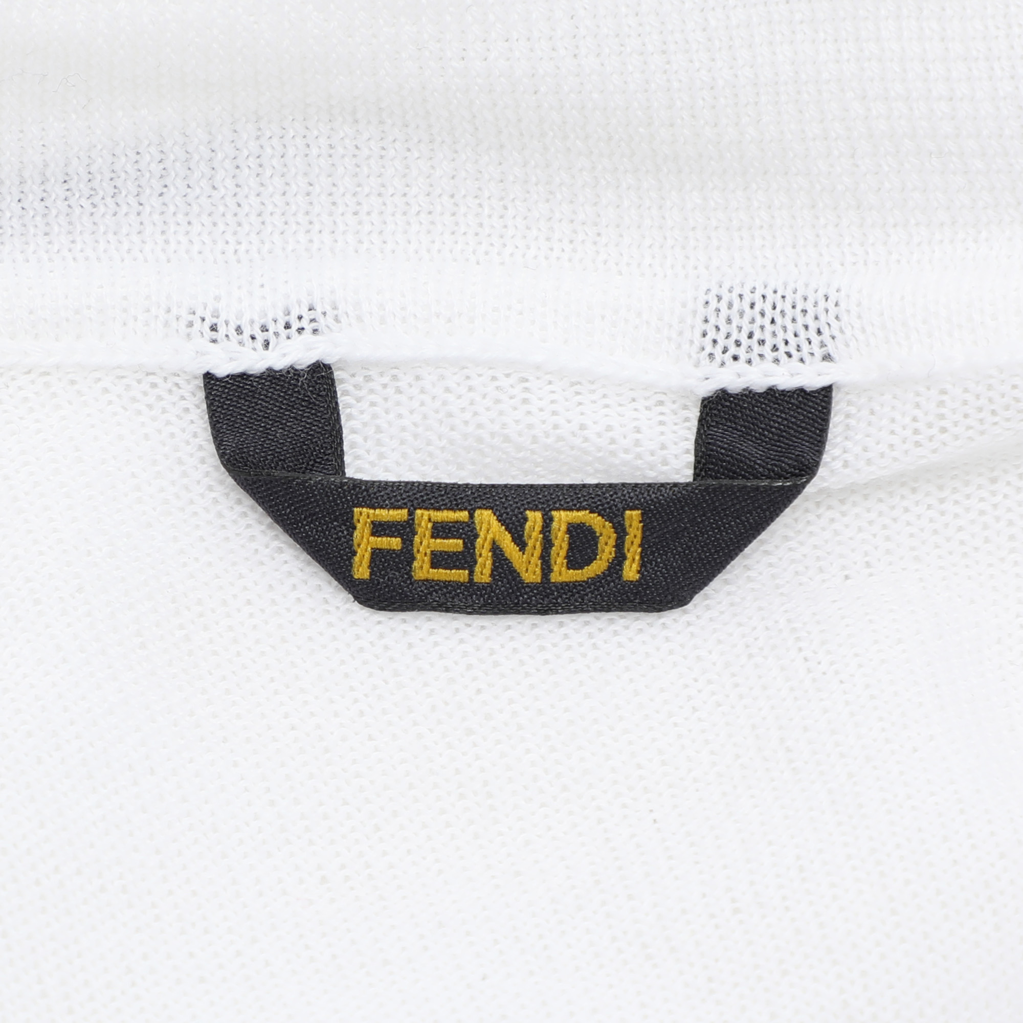 Fendi White Cotton Knit Front Button T-Shirt M