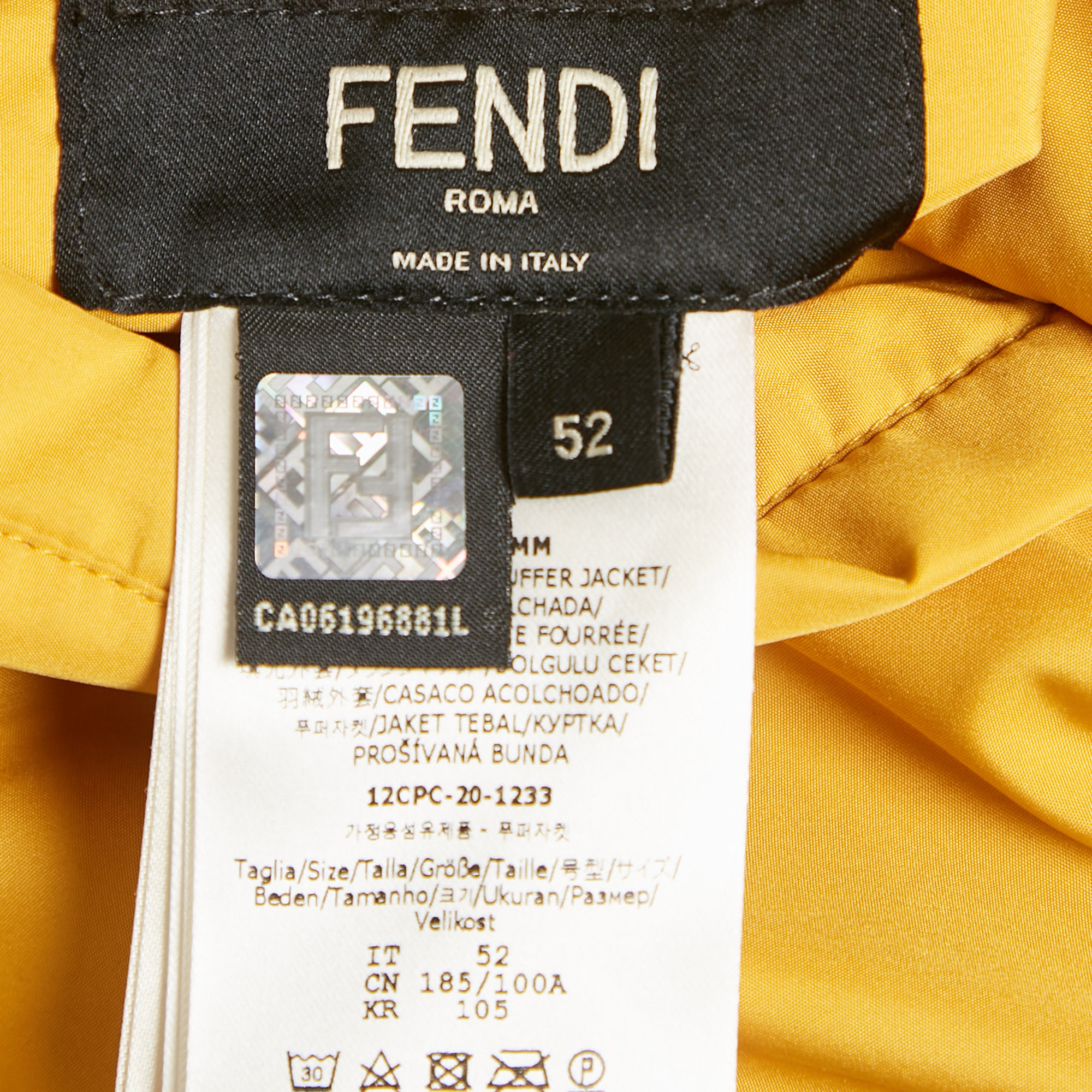 Fendi Black Logo Print Synthetic Reversible Puffer Jacket XL