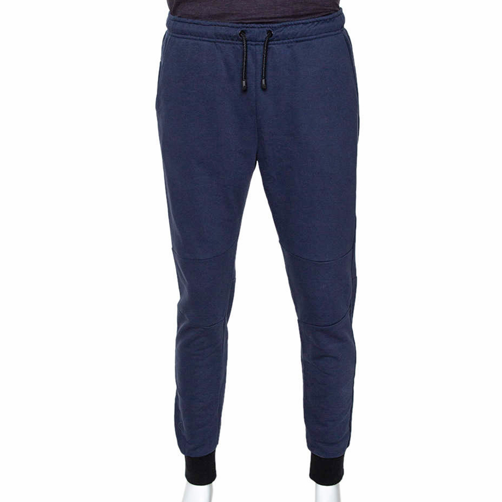 Fendi navy blue knit monster eye cuff detail track pants l