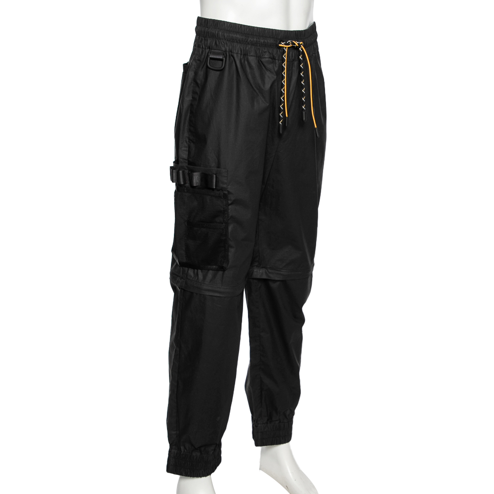 Fendi Black Synthetic Convertible Zipped Cargo Trousers M