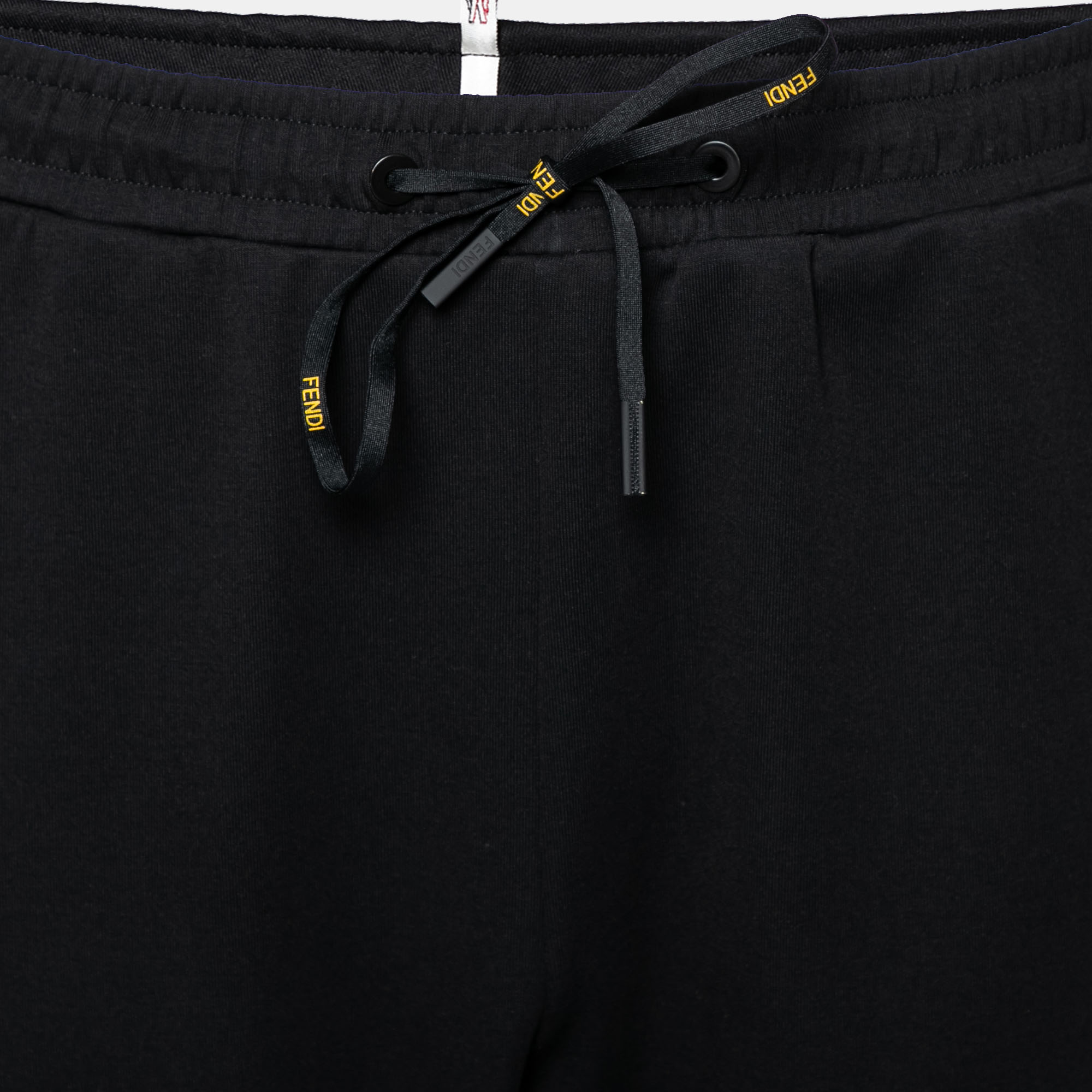 Fendi Black Stretch Knit Logo Tape Detailed Trackpants L