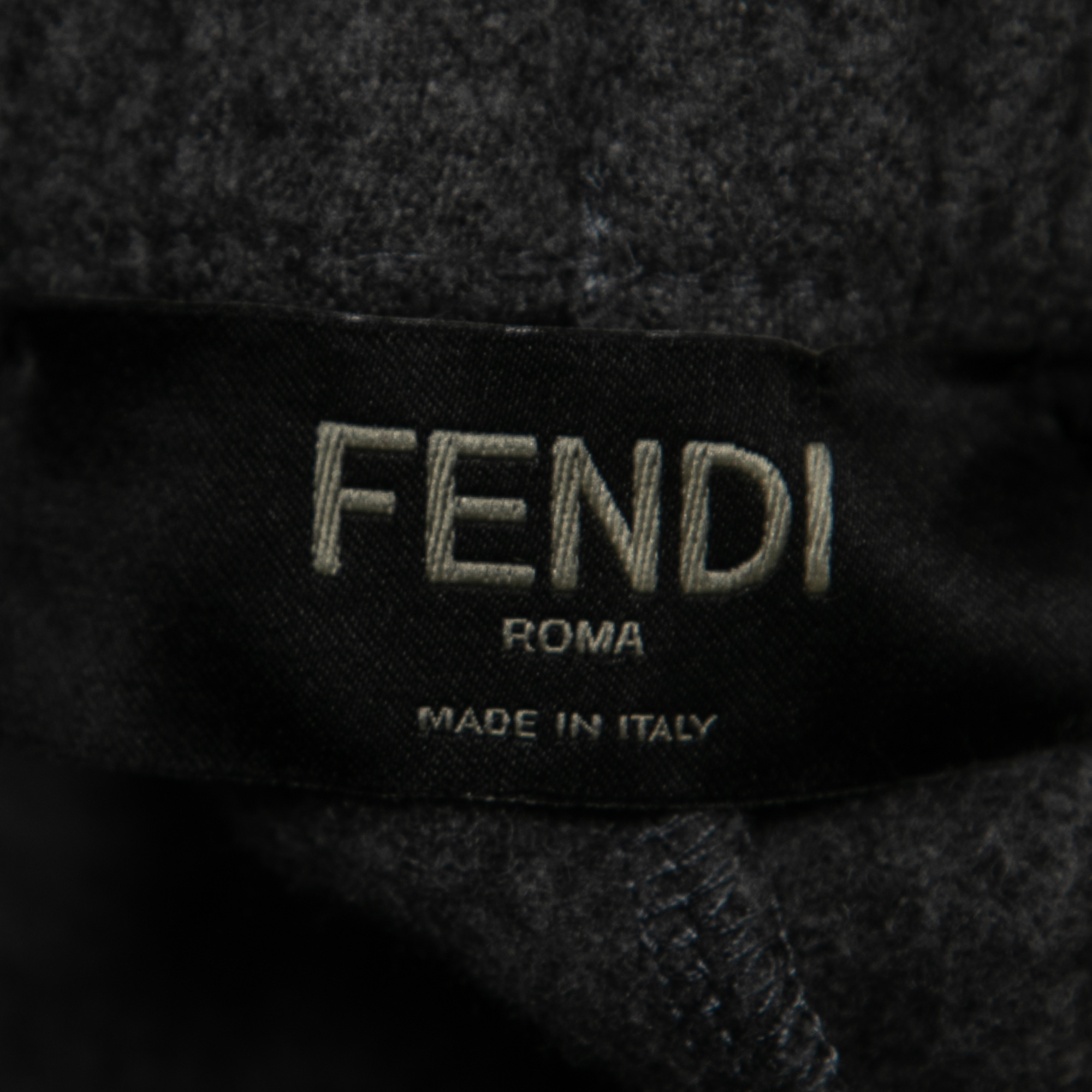 Fendi Grey Cashmere Blend Logo Strip Detail Pants L