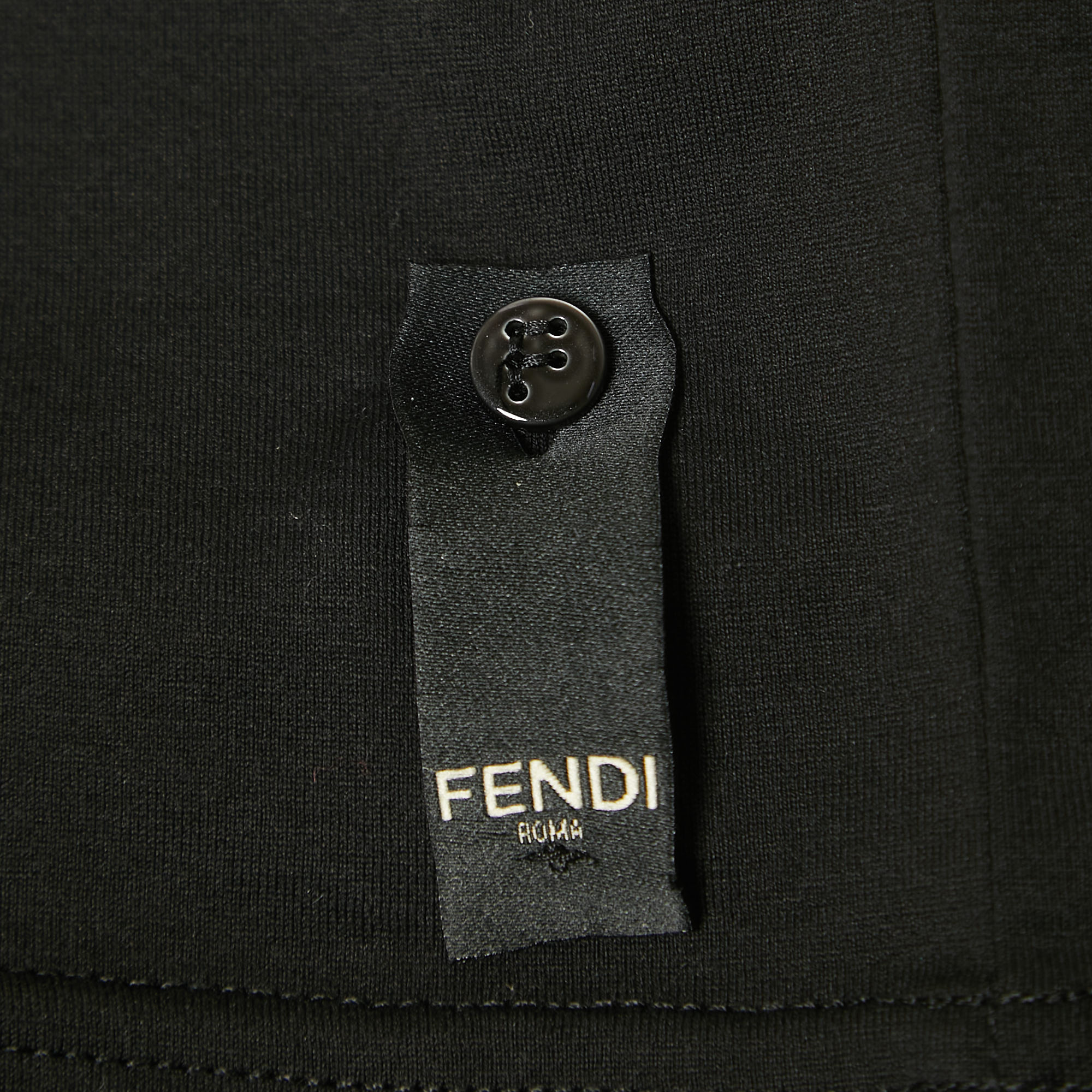 Fendi Black Logo Embroidered Cotton Half Sleeve T-Shirt XS